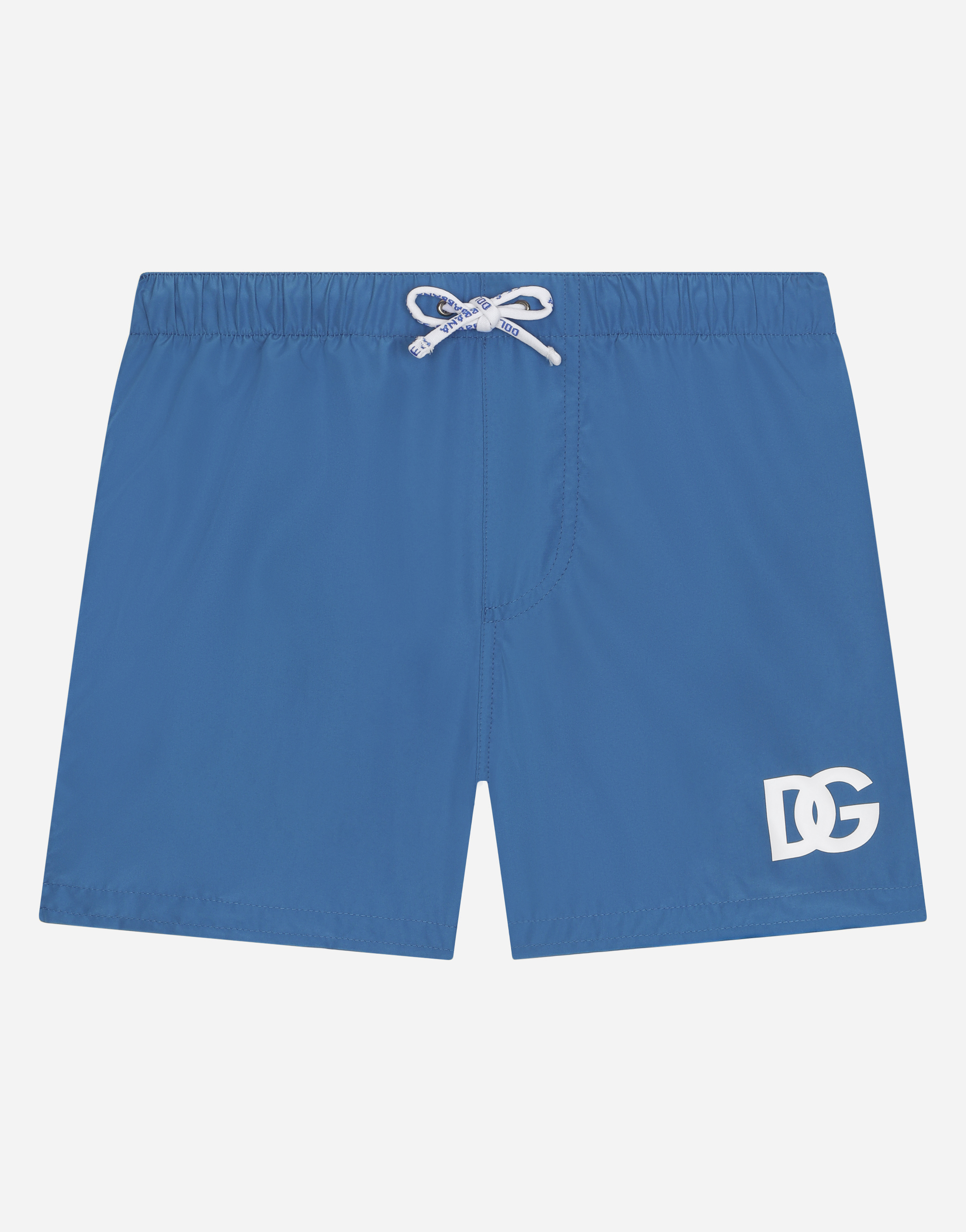 Shop Dolce & Gabbana Nylon Swim Trunks With Dg Logo Print In Multicolor