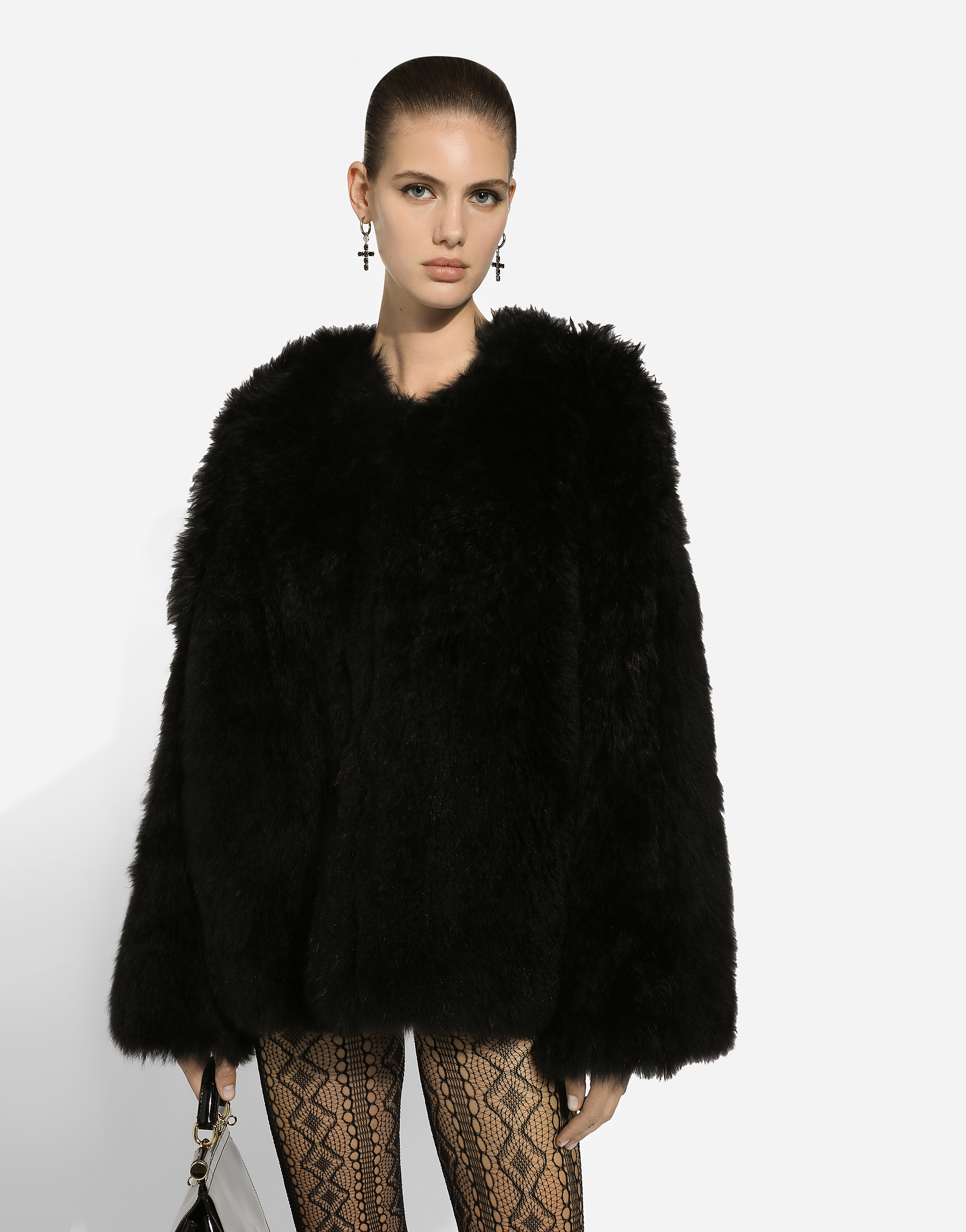 Dolce & Gabbana Goat Hair Cashmere Jacket In Black