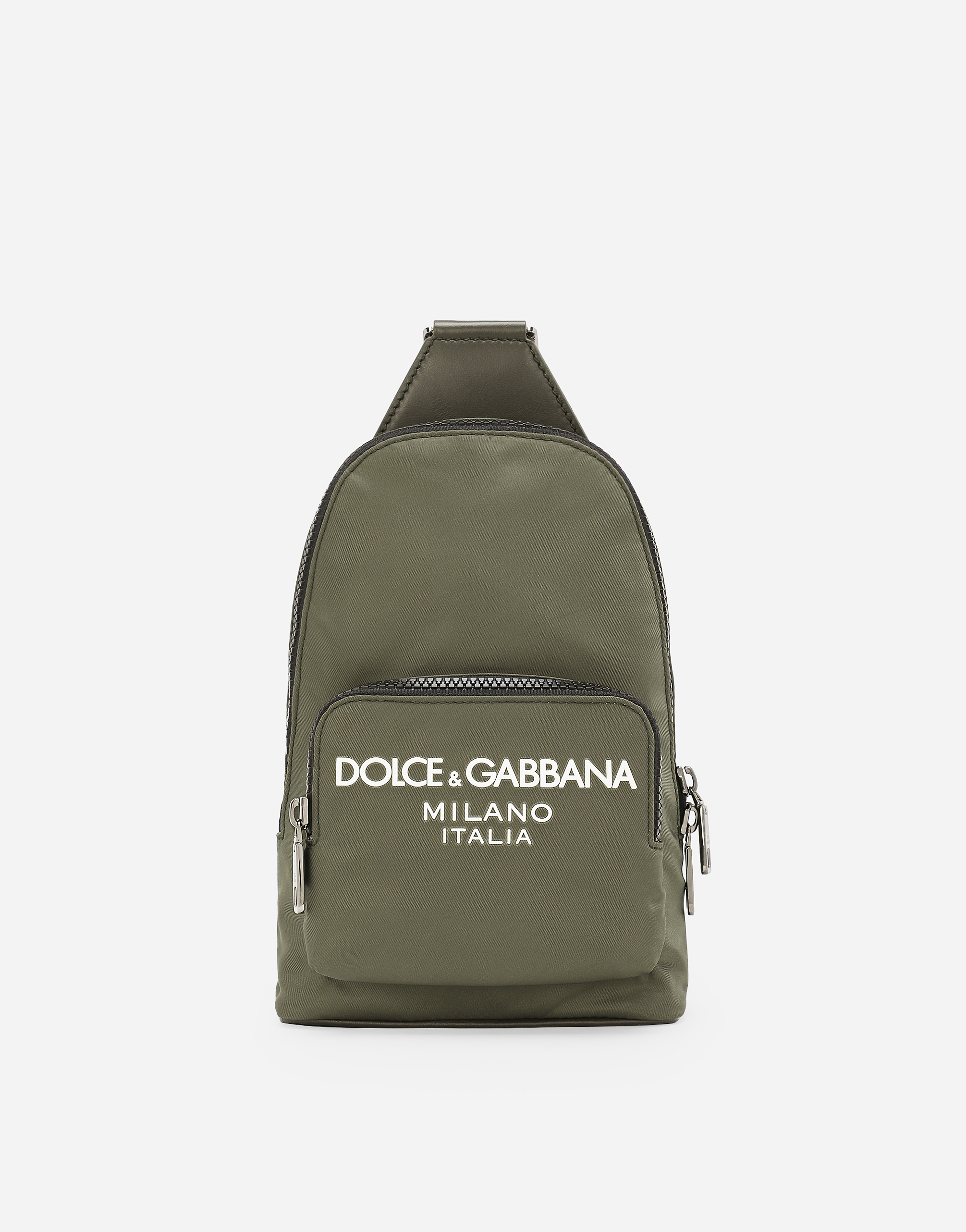 Dolce & Gabbana Nylon Crossbody Backpack - Man Backpacks And Fanny Packs Green Nylon Onesize