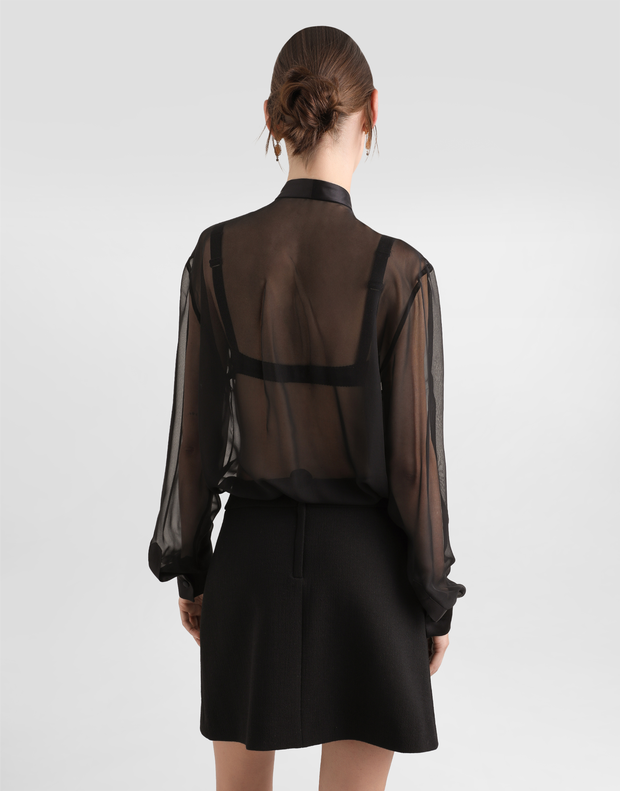 Dolce & Gabbana High-neck Silk Chiffon Blouse In Black