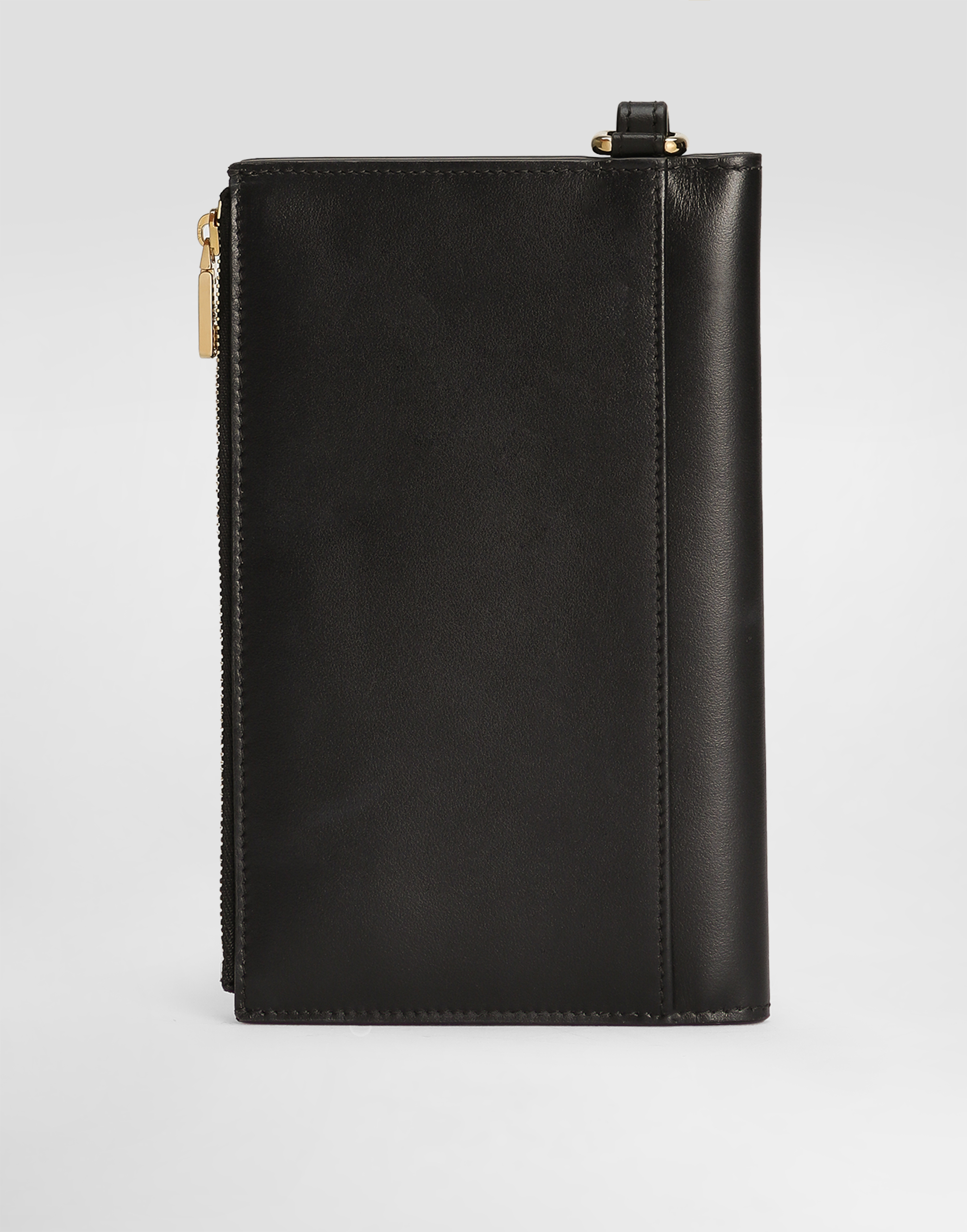 Dolce & Gabbana Calfskin Passport Holder With Dg Logo In Black