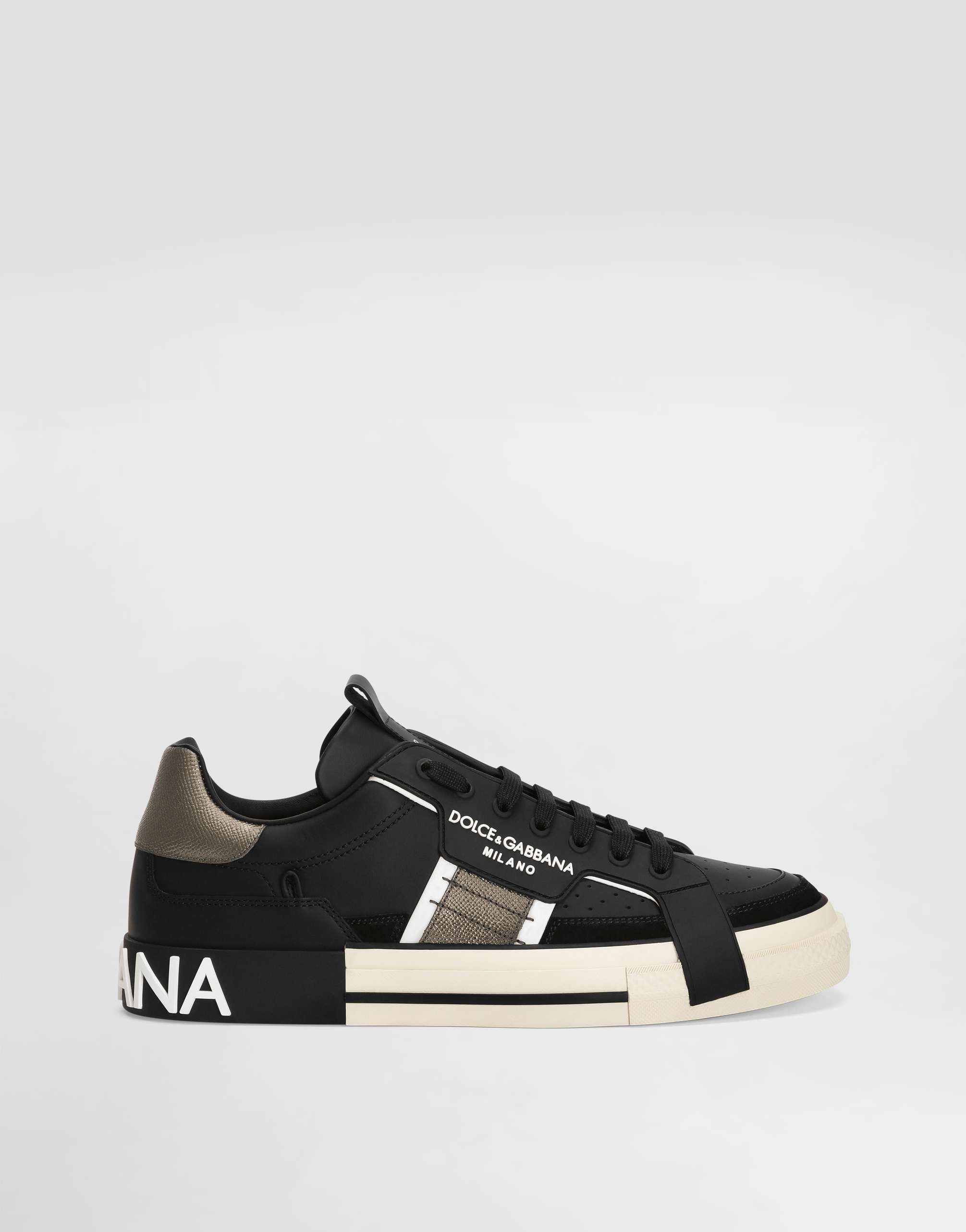 Dolce & Gabbana Male Sneaker Bassa - Man Sneakers Multi-Colored Leather Black/Silver Size 40 - Image 1