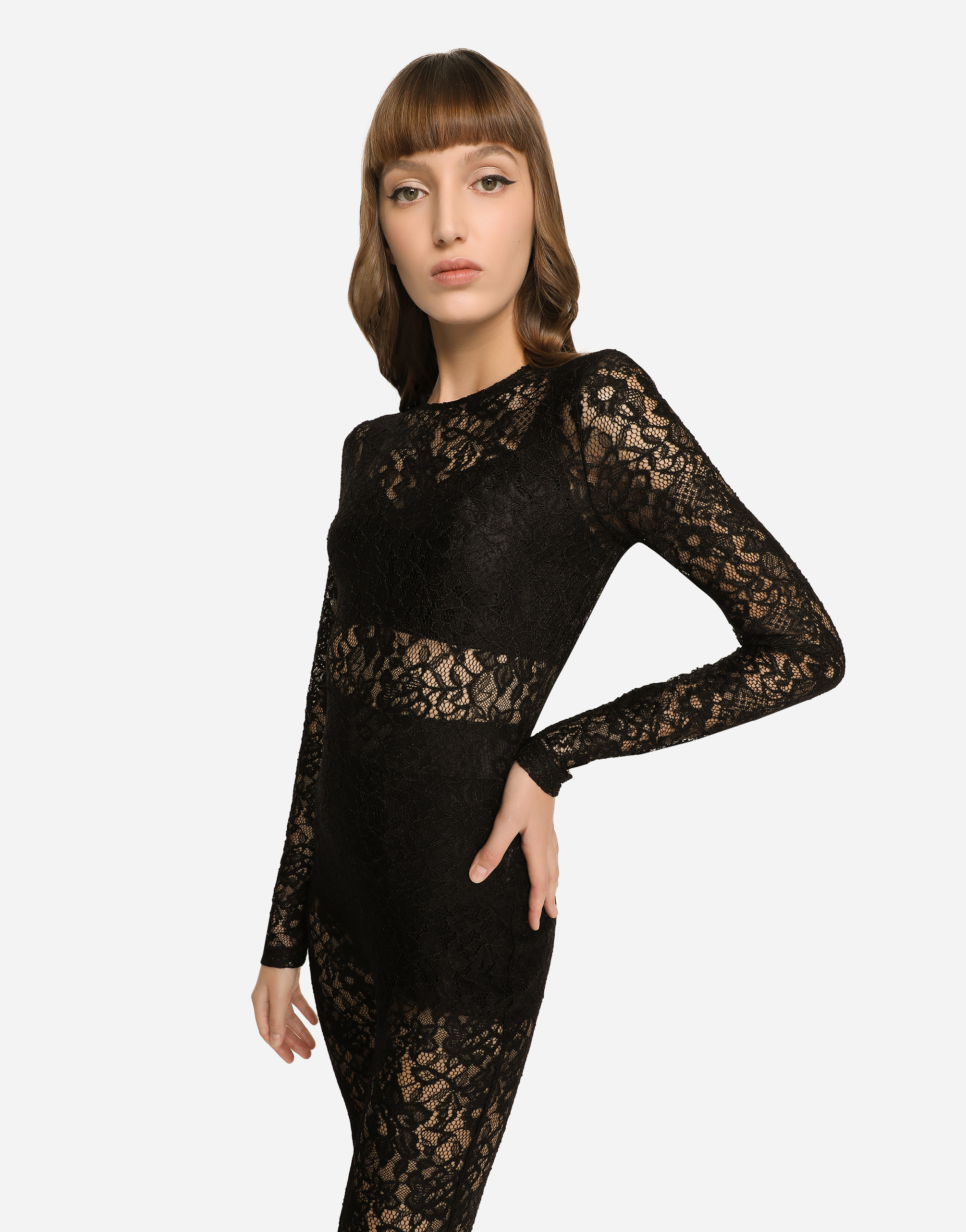 Shop Dolce & Gabbana Lace Jumpsuit In Black
