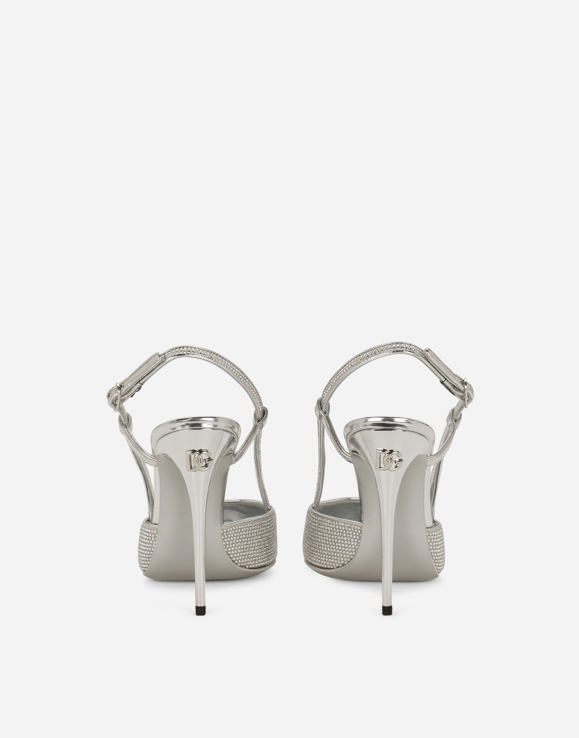 Dolce & Gabbana Satin Slingbacks With Fusible Rhinestones In Grey