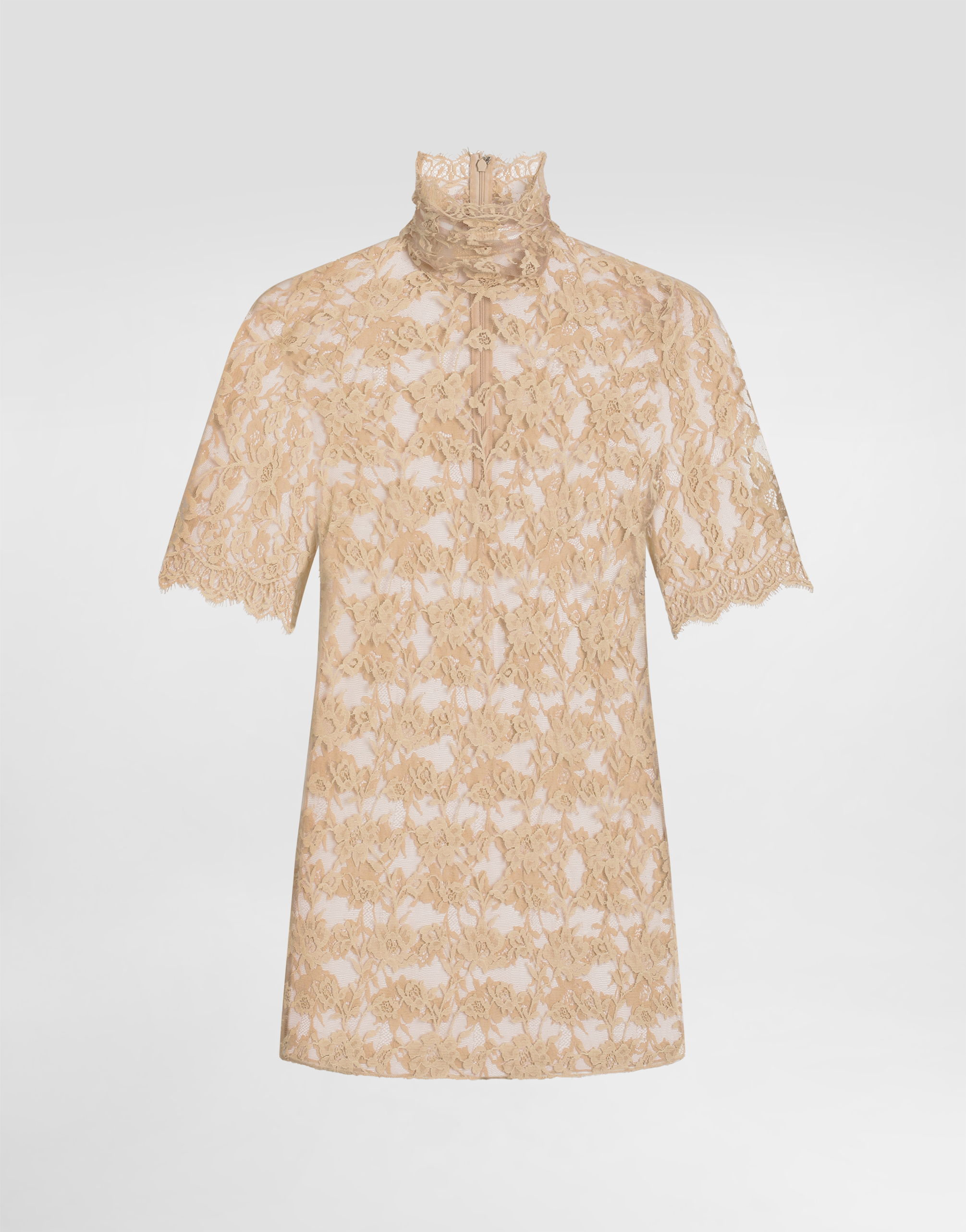 Floral chantilly lace top in Beige for Women | Dolce&Gabbana® US