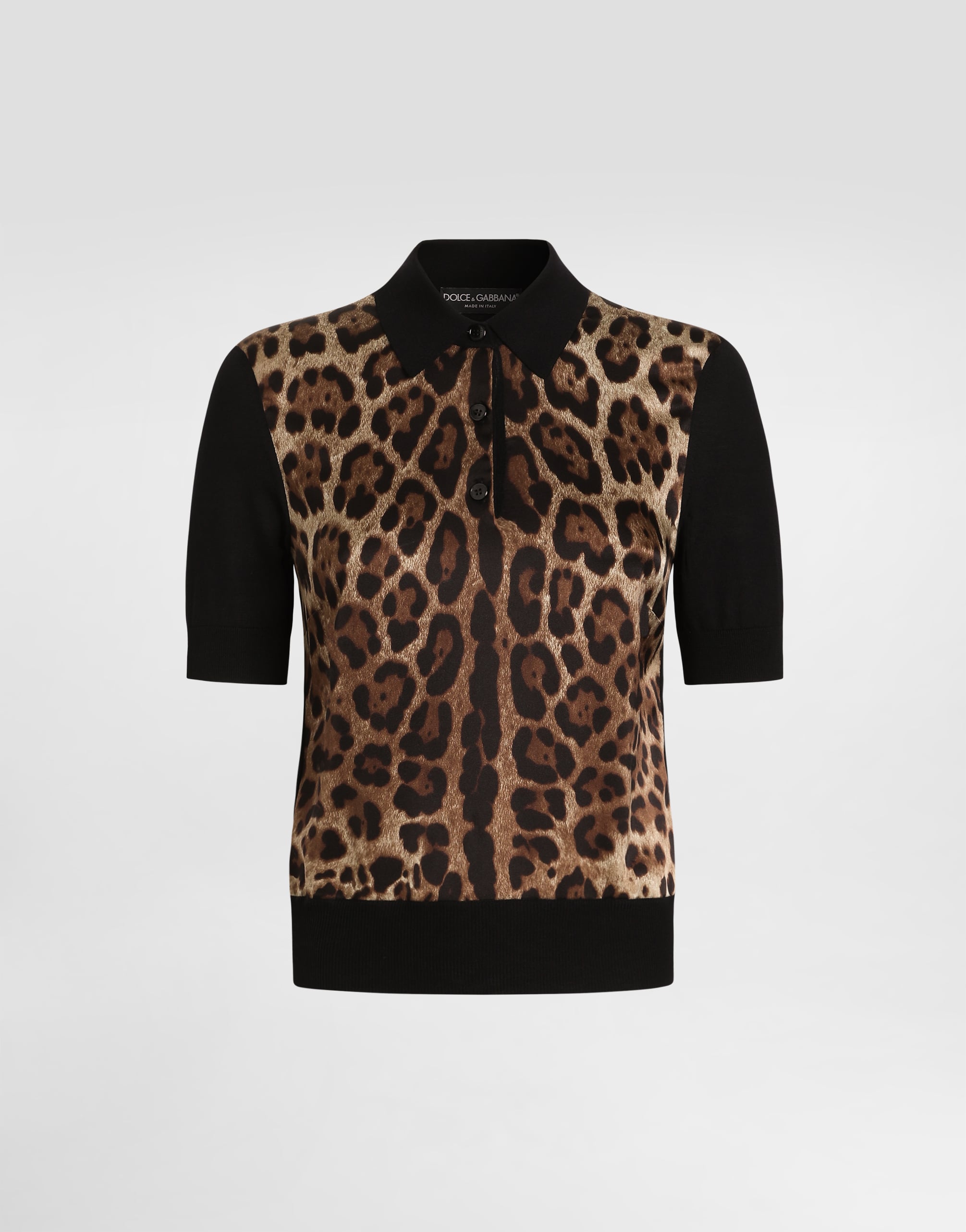 Dolce & Gabbana Leo-print Wool Polo Pullover