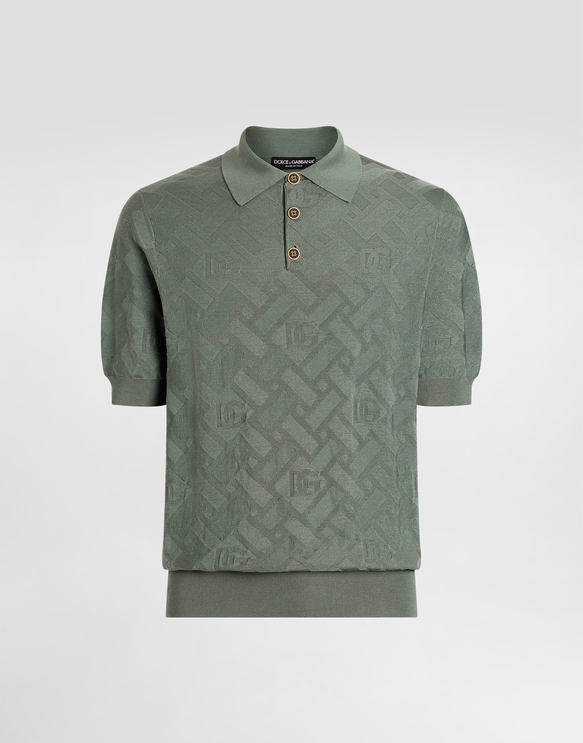 Micro-dot stitch silk polo shirt