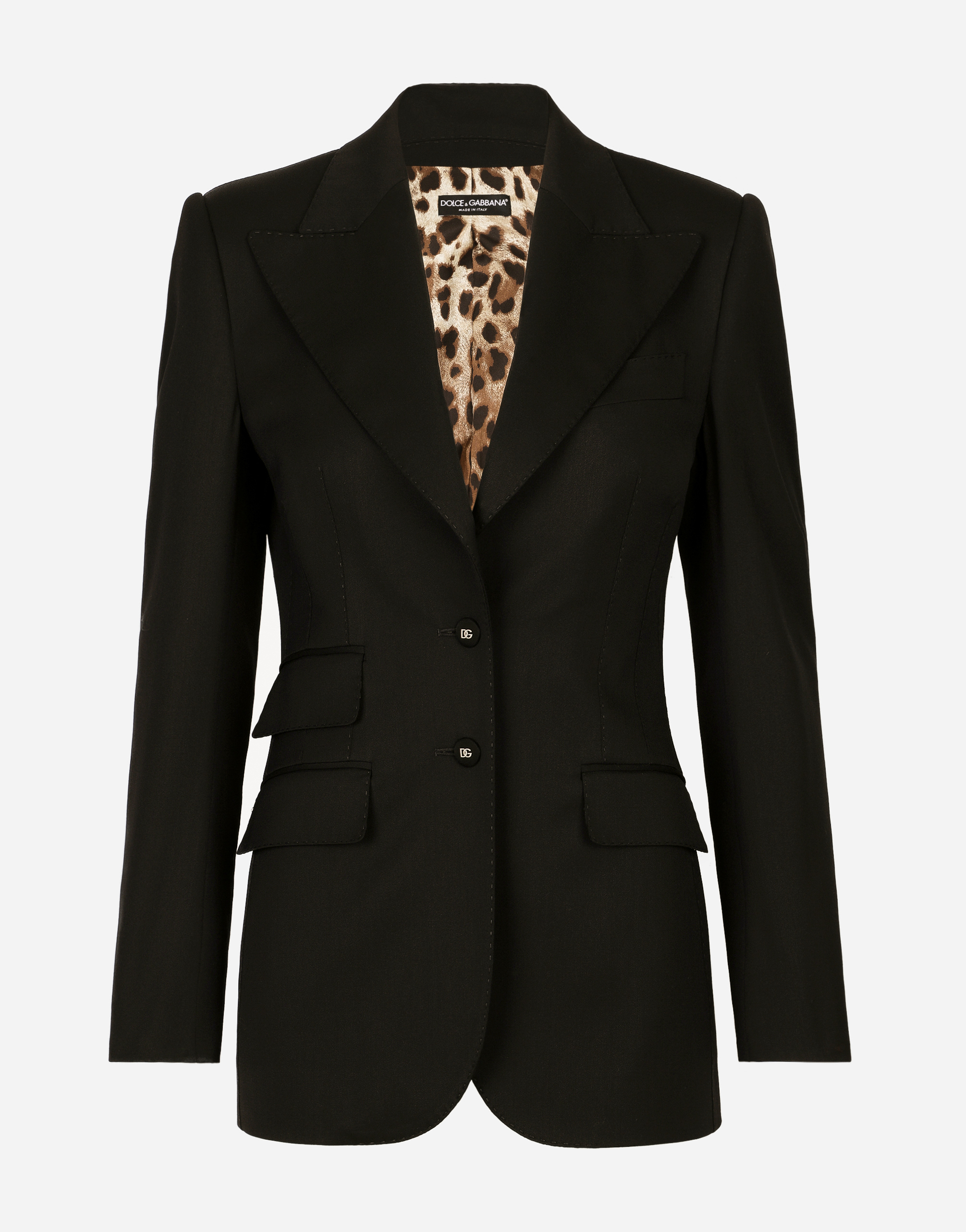 Dolce & Gabbana Gabardine Turlington Jacket With Top-stitching In Black