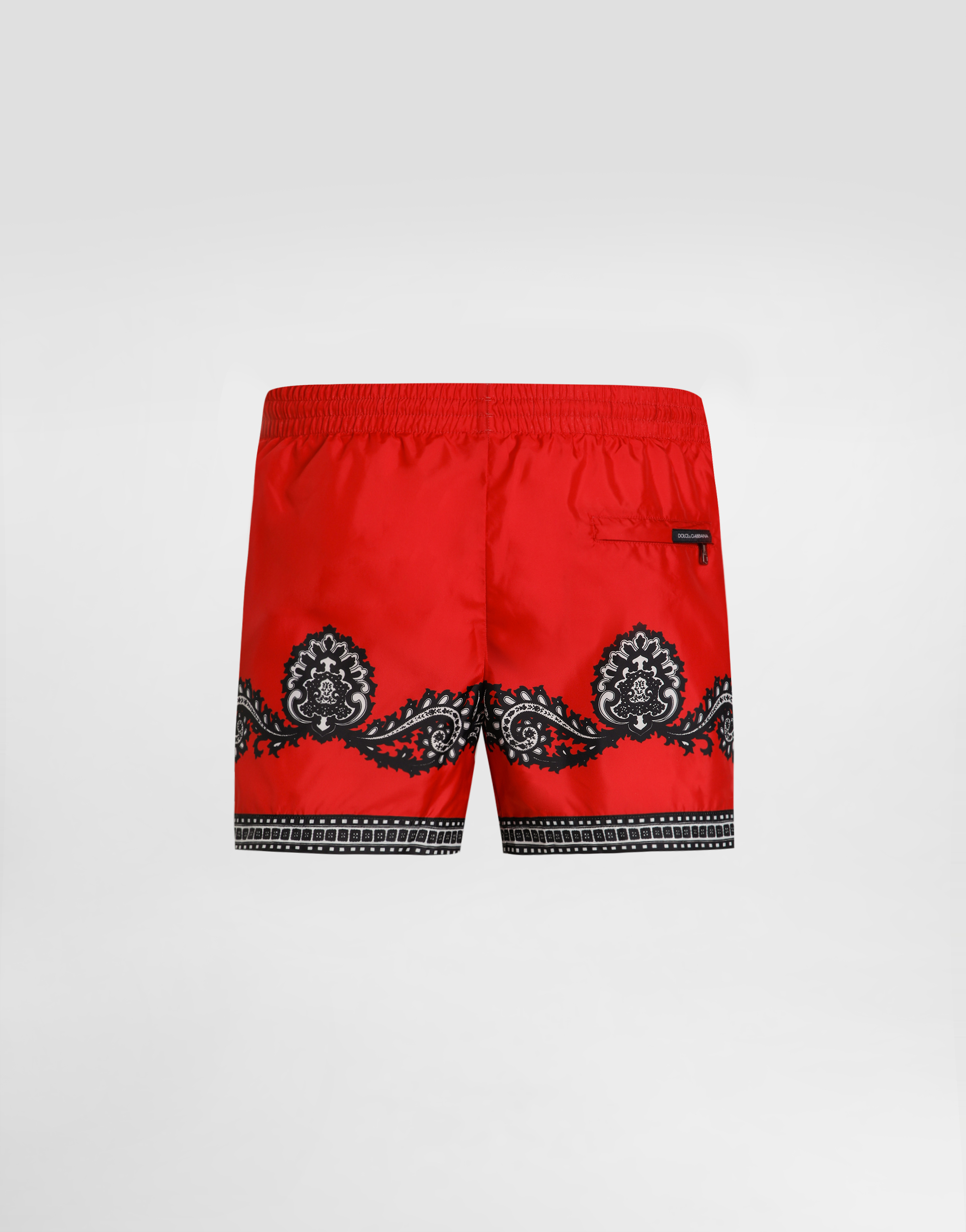 Dolce & Gabbana Short Swim Trunks With Bandanna Print In Print