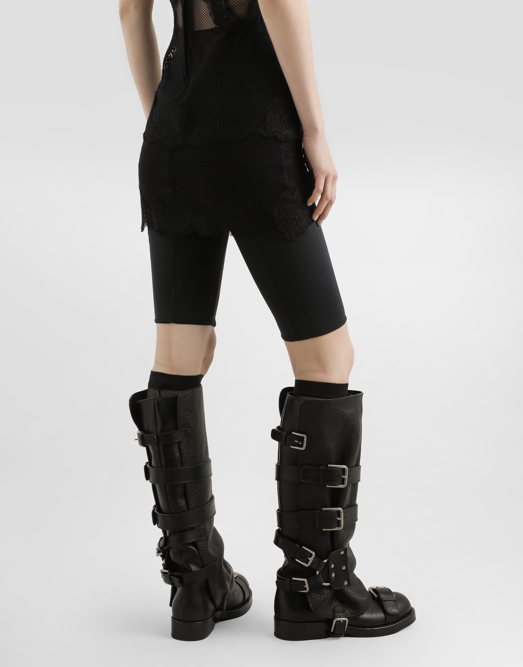Dolce & Gabbana Stretch Satin Bike Shorts In Black