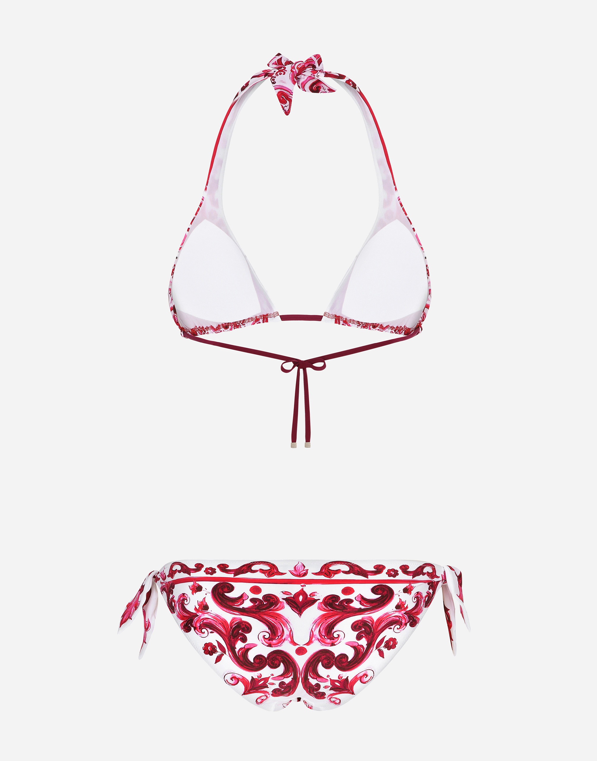 DOLCE & GABBANA MAJOLICA PRINT PADDED TRIANGLE BIKINI