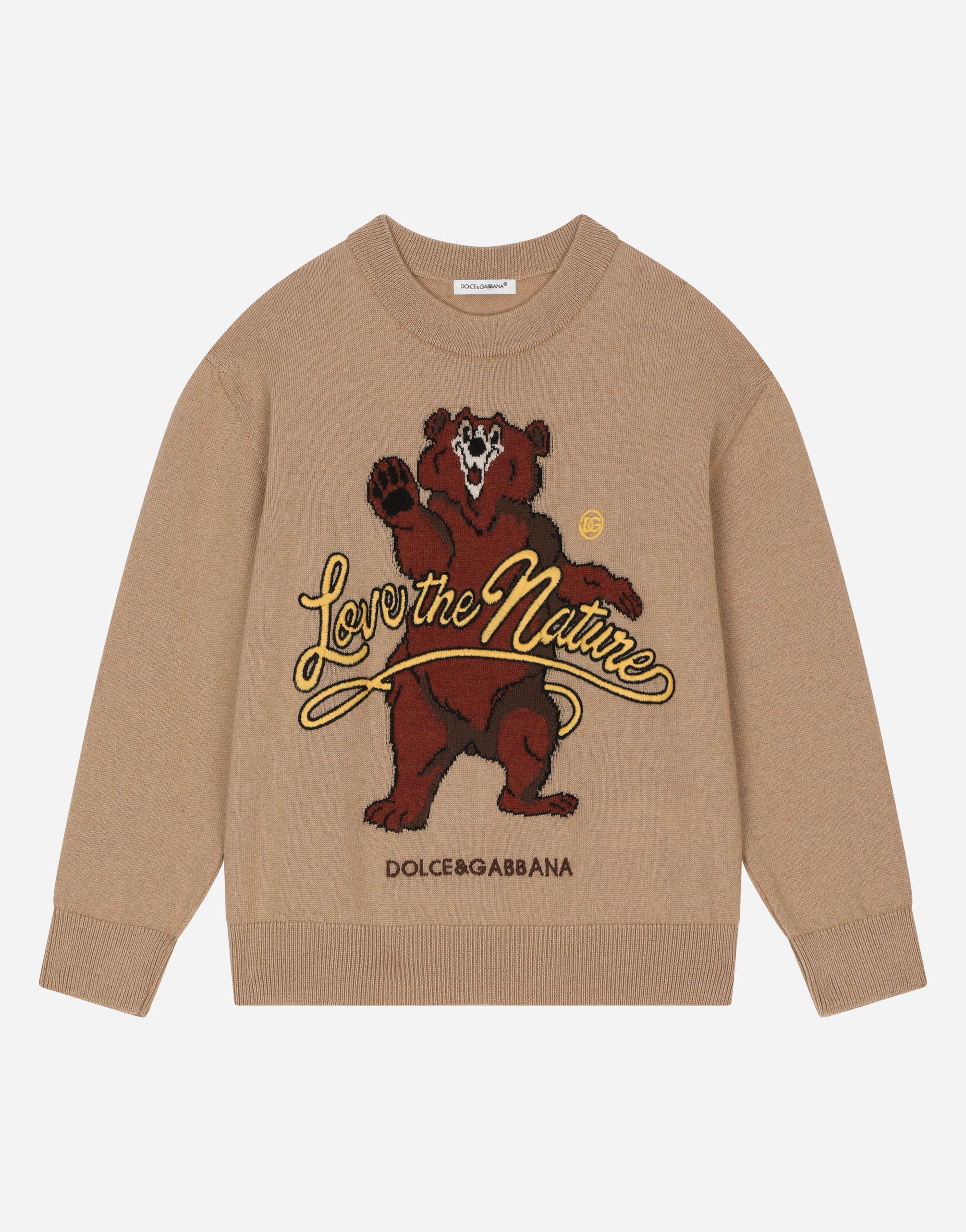 DOLCE & GABBANA WOOL JACQUARD SWEATER WITH INTARSIA AND EMBROIDERY