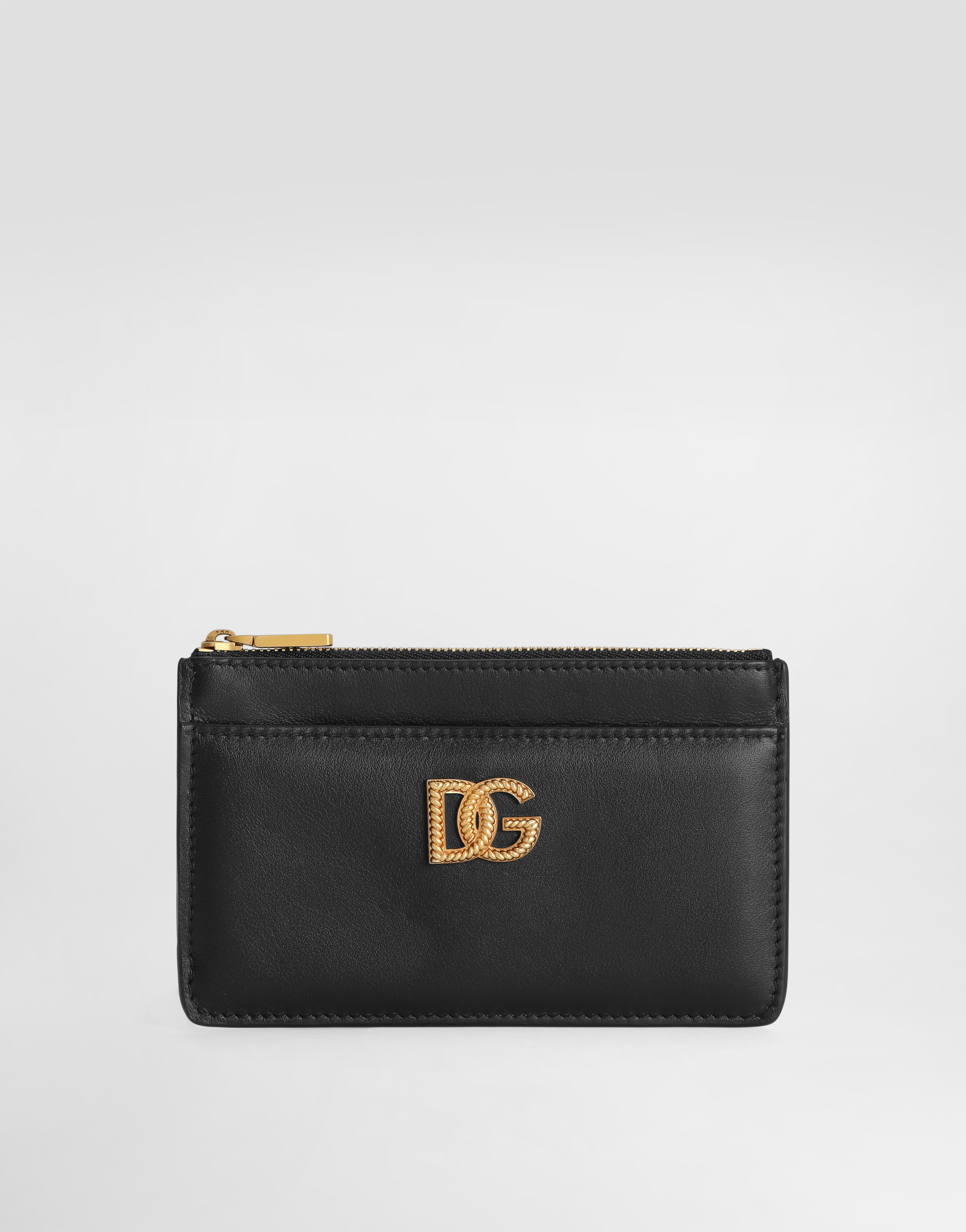 Blackのウィメンズ Calfskin card holder with DG logo | Dolce&Gabbana®