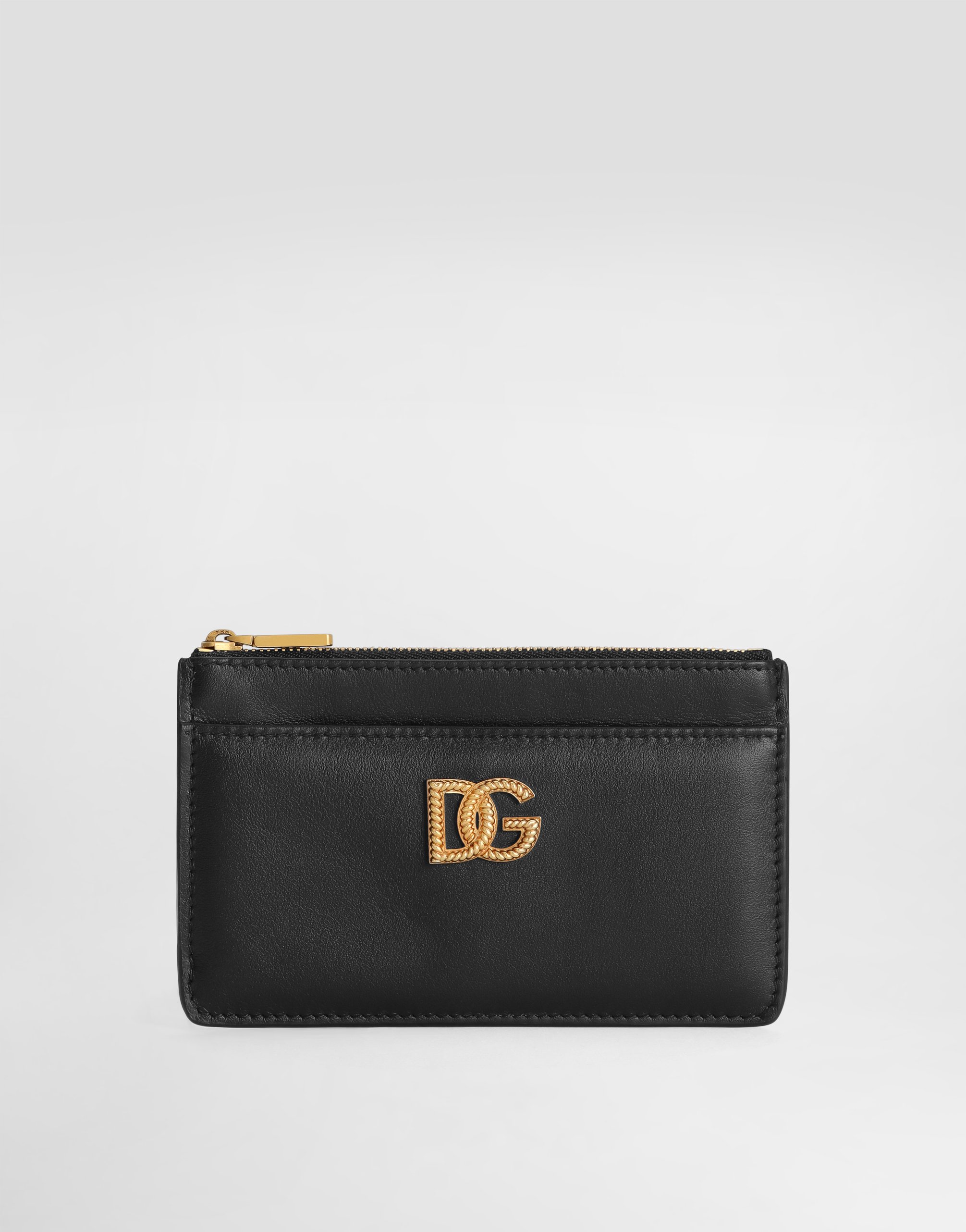 Dolce & Gabbana Calfskin Card Holder With Dg Logo In Black