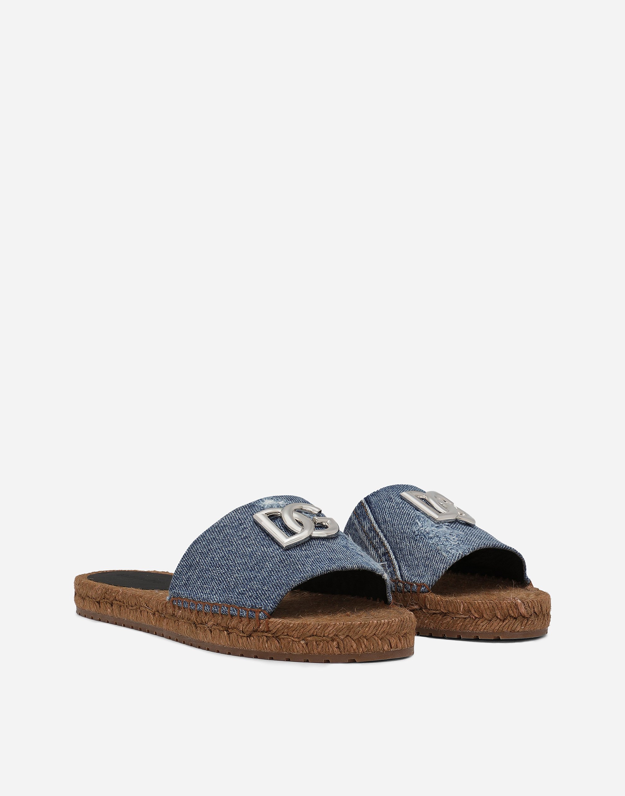 DOLCE & GABBANA PATCHWORK DENIM ESPADRILLE SLIDERS