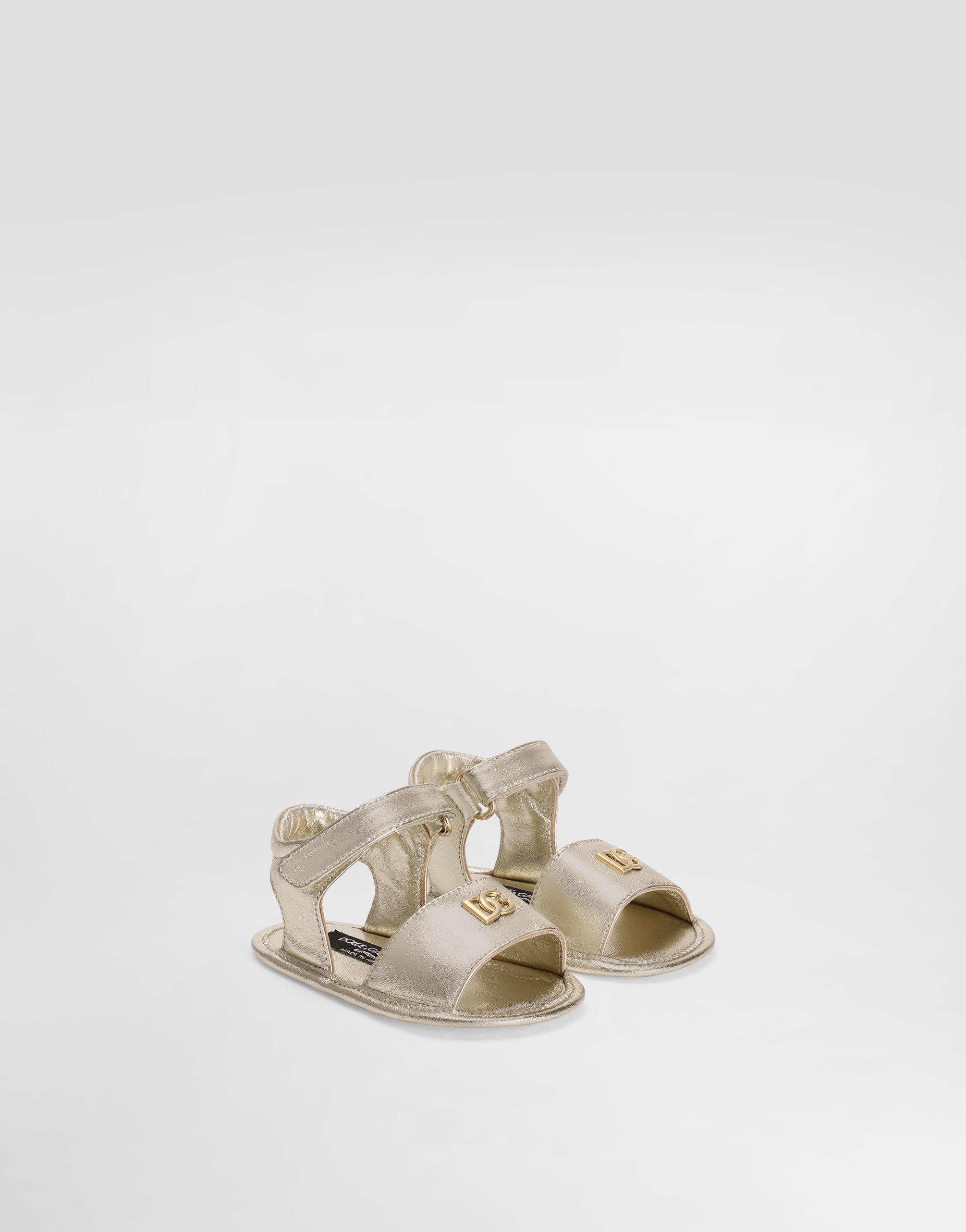  Dolce & Gabbana Dolce & Gabbana Laminated Nappa Leather Sandals - Woman Newborn Girls' Shoes (16-20) Grey Leather 16 