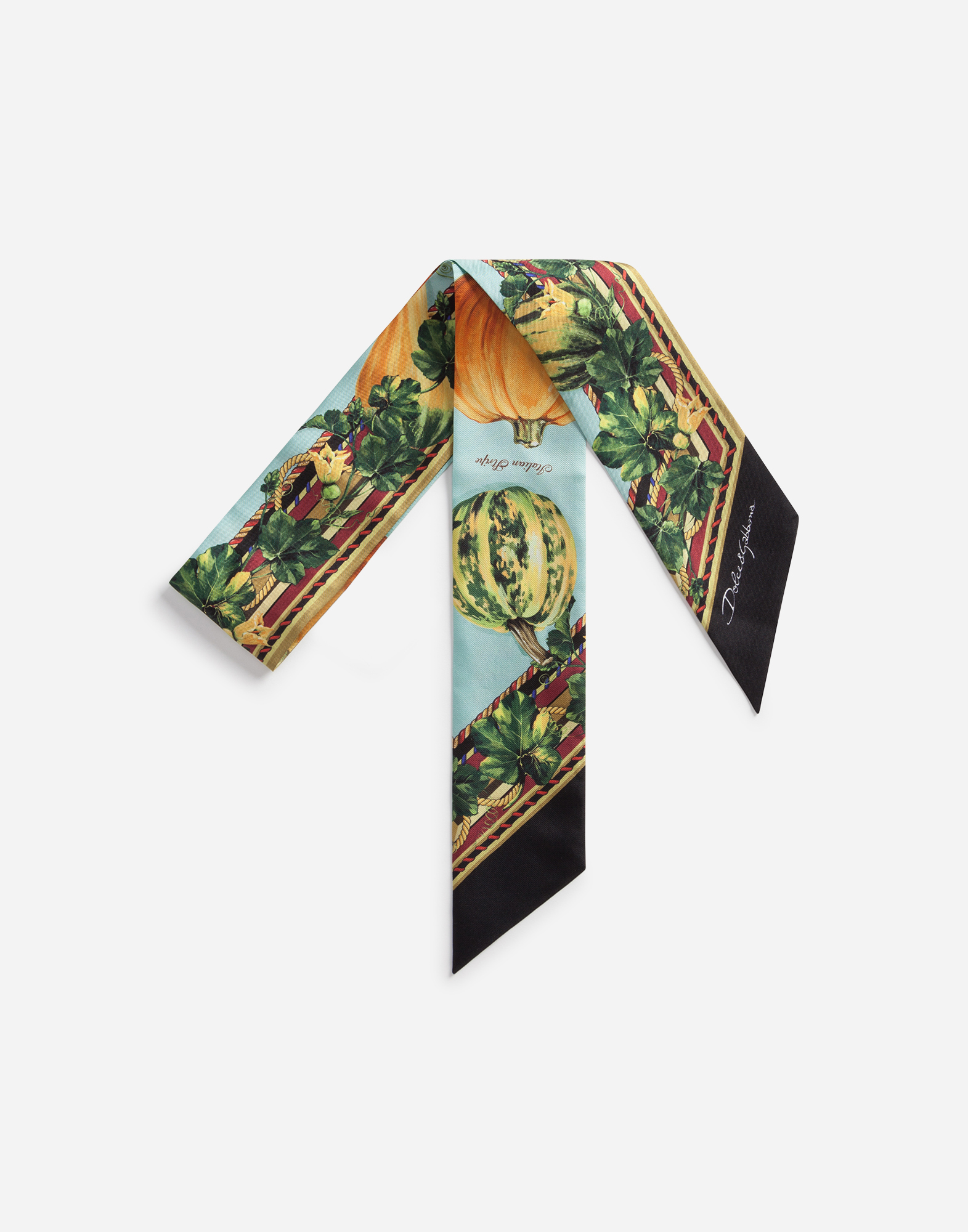 スカーフ Dolce & Gabbana FW25 TWILL BANDEAU (FS215A GDC7AHA5QX) Twill bandeau with pumpkin print