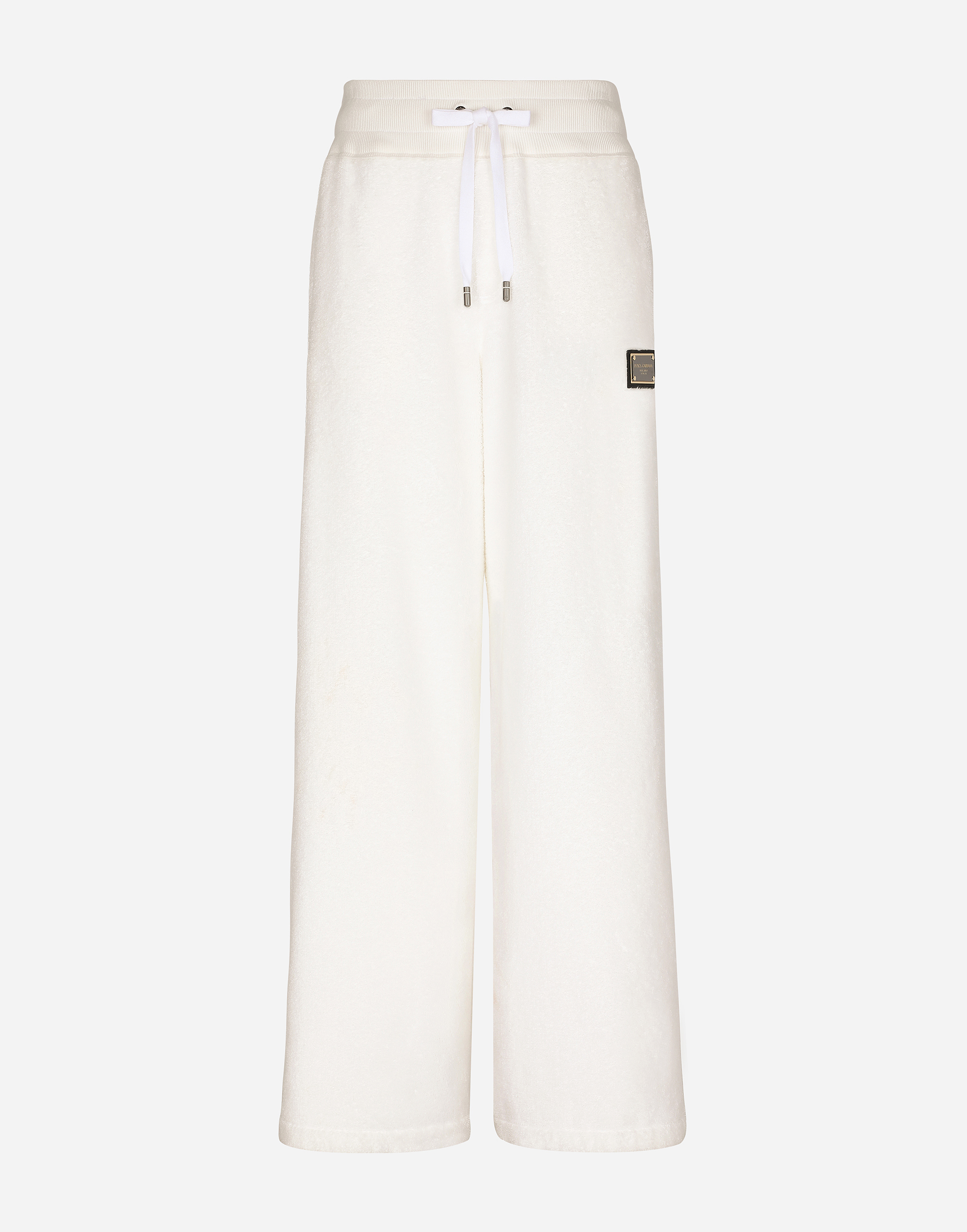 Shop Dolce & Gabbana Terrycloth Jogging Pants With Logo Tag In White