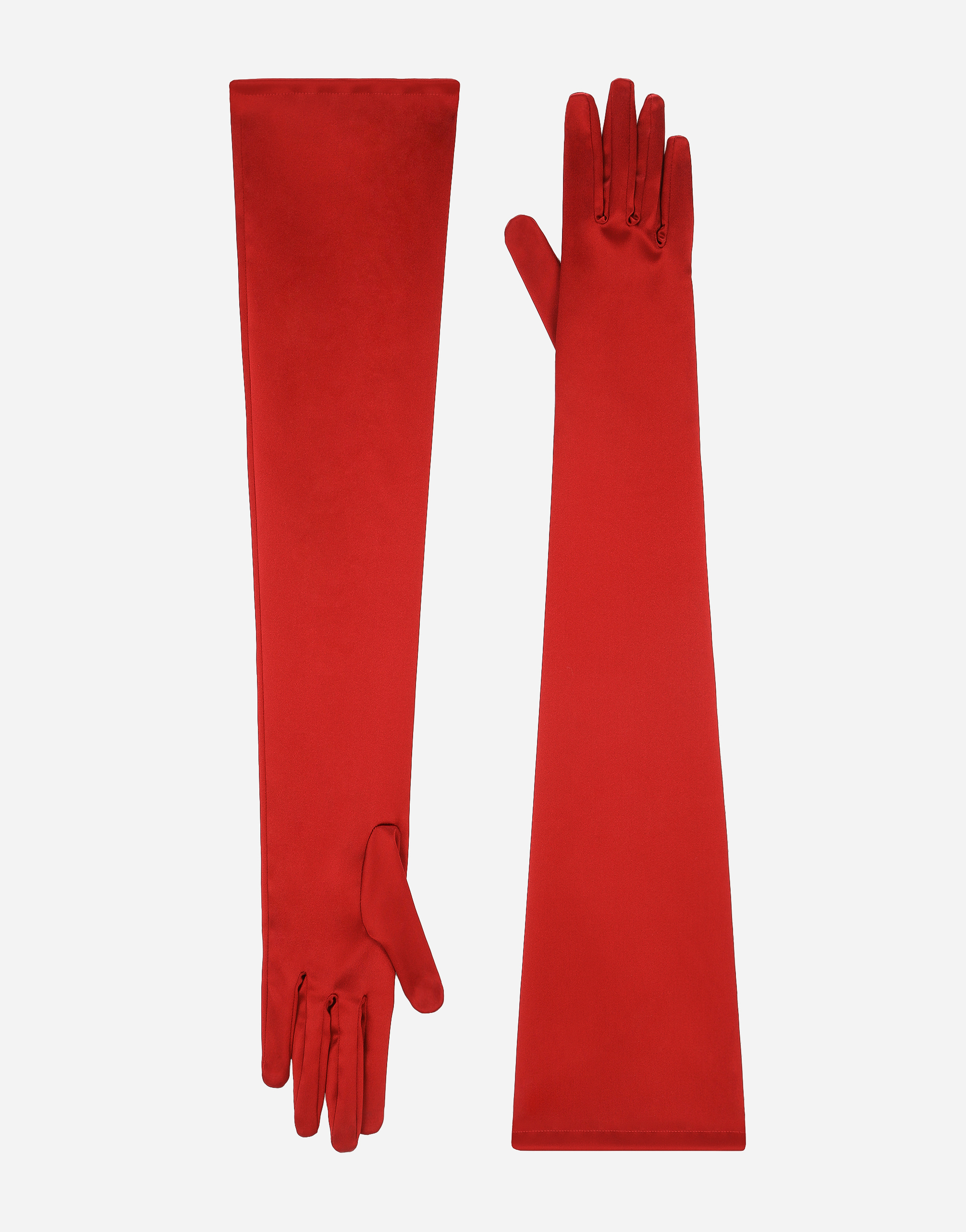 Dolce & Gabbana Long Satin Gloves - Woman Hats And Gloves Red Satin L