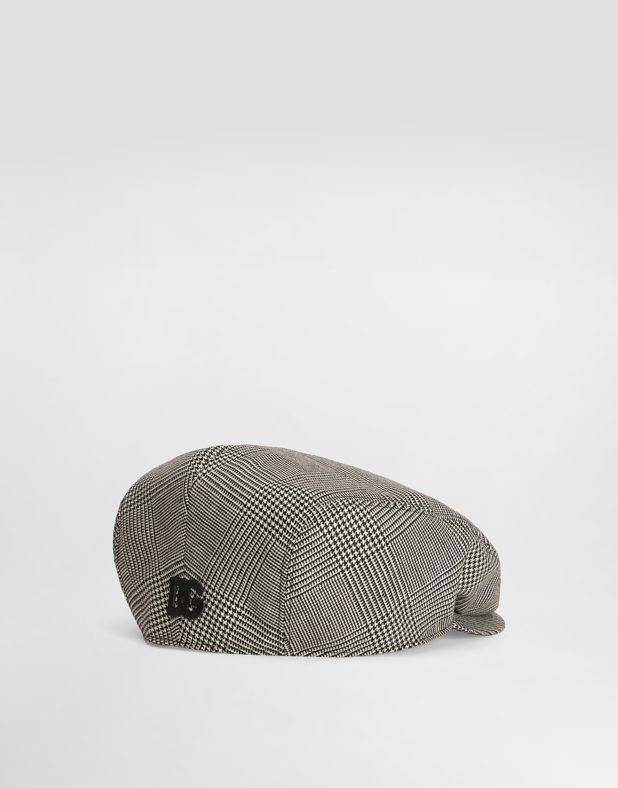 Dolce & Gabbana Virgin Wool Glen Plaid Flat Cap In Black