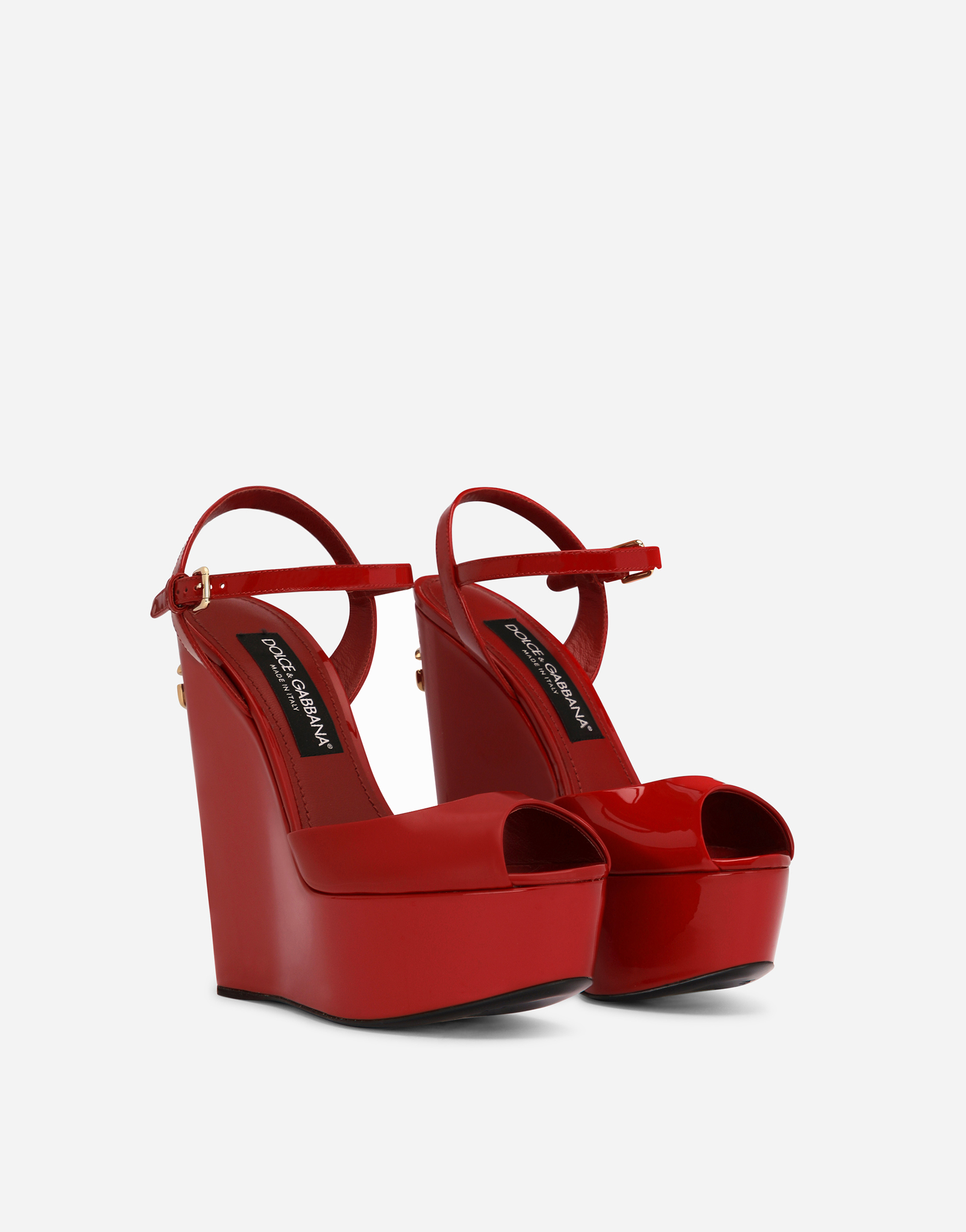 Red patent leather deals wedges