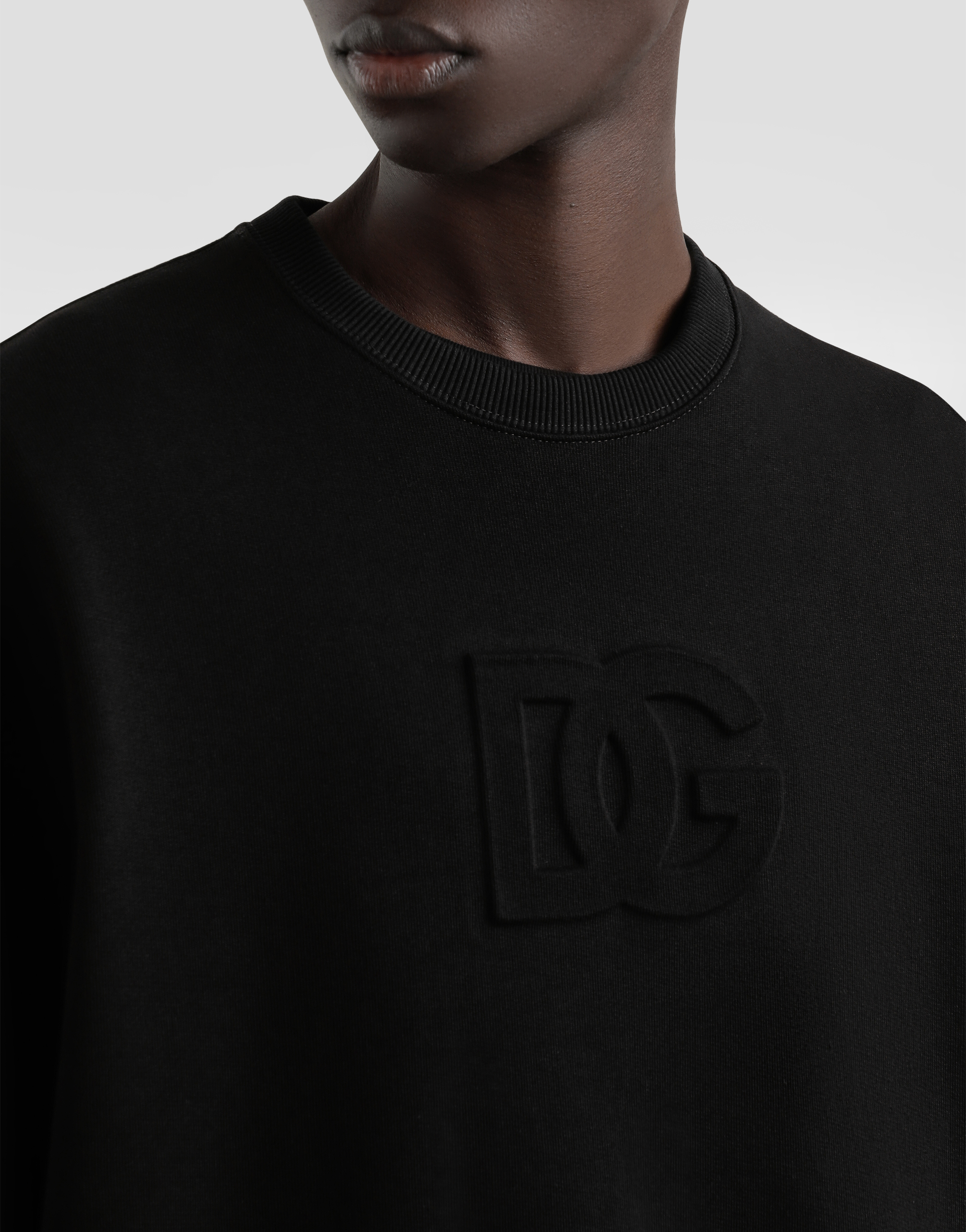 Dolce & Gabbana Logo Embossed Jersey Sweatshirt In Black