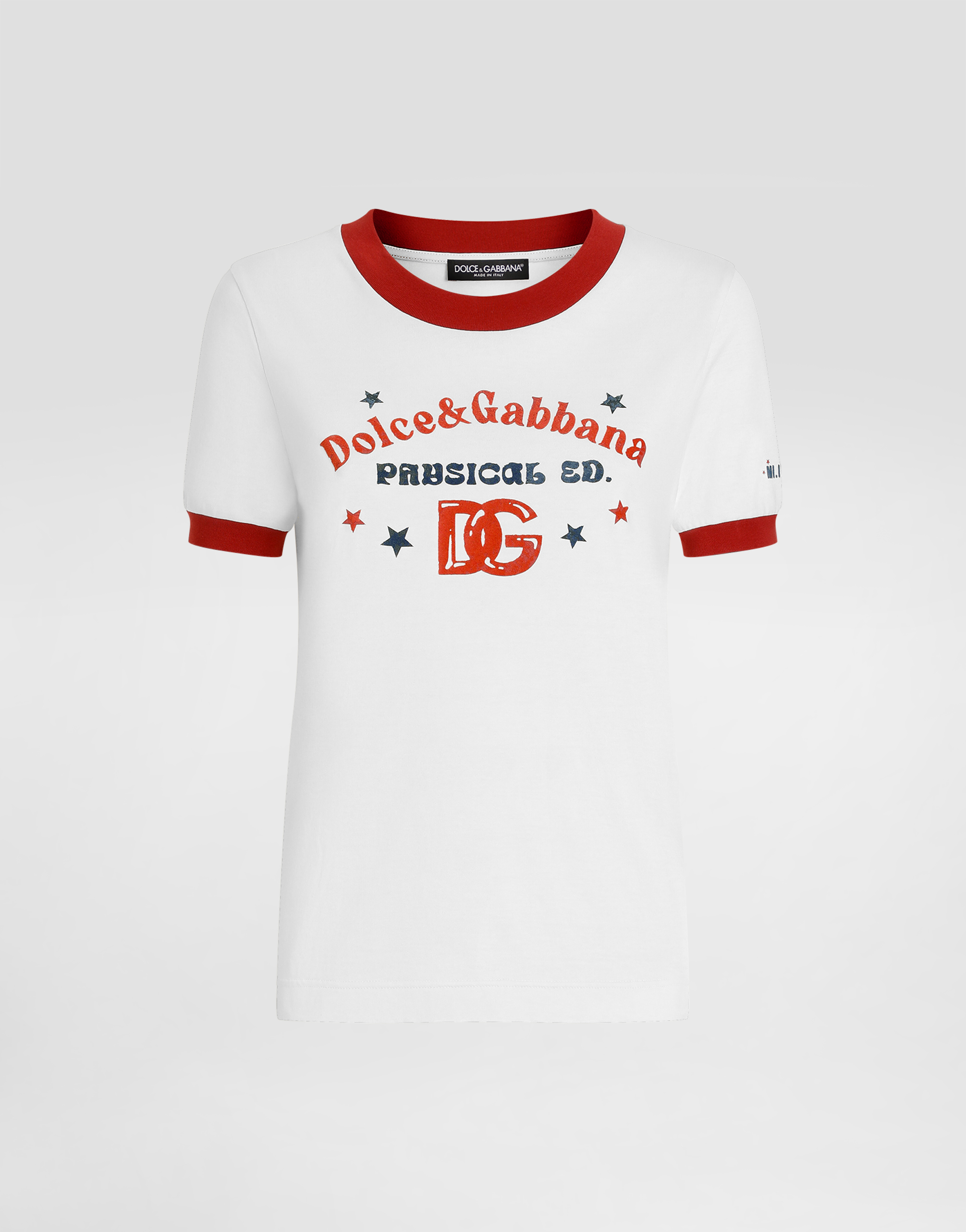 Jersey t-shirt with print in White for Women | Dolce&Gabbana® US