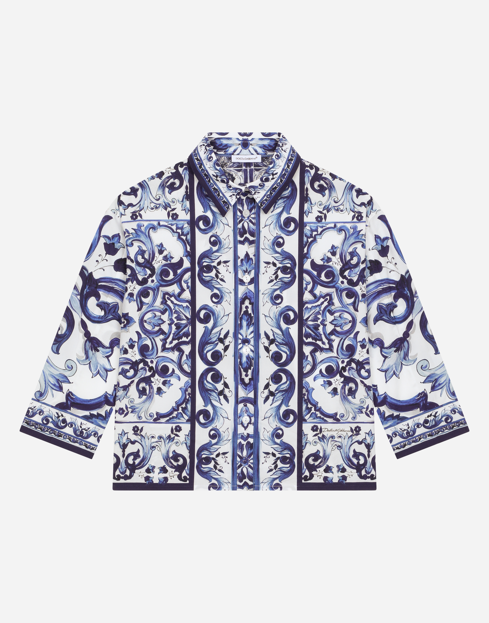 Dolce & Gabbana Majolica-print Poplin Shirt In マルチカラー