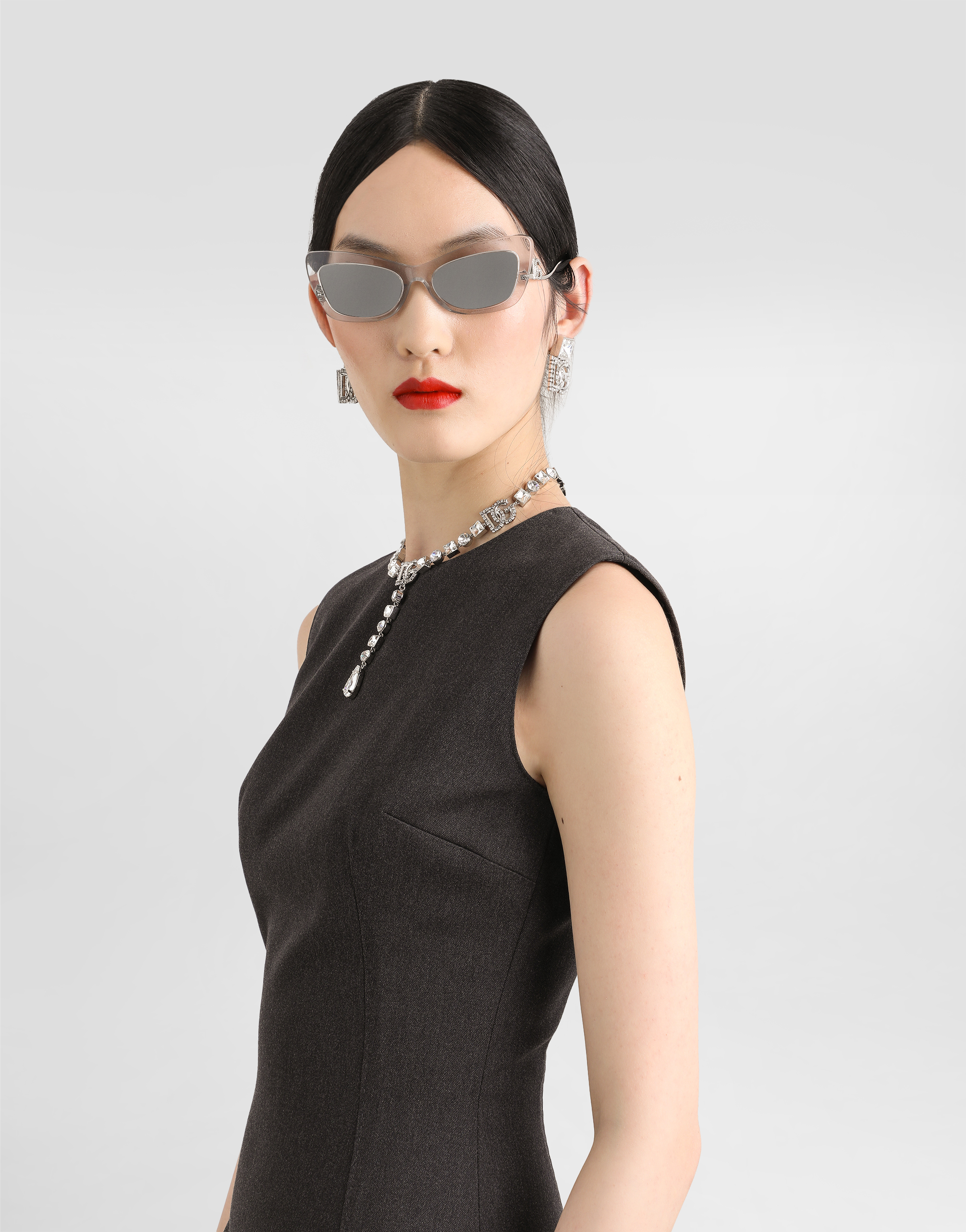 Dolce & Gabbana Woolen Calf-length Sheath Dress In Grey