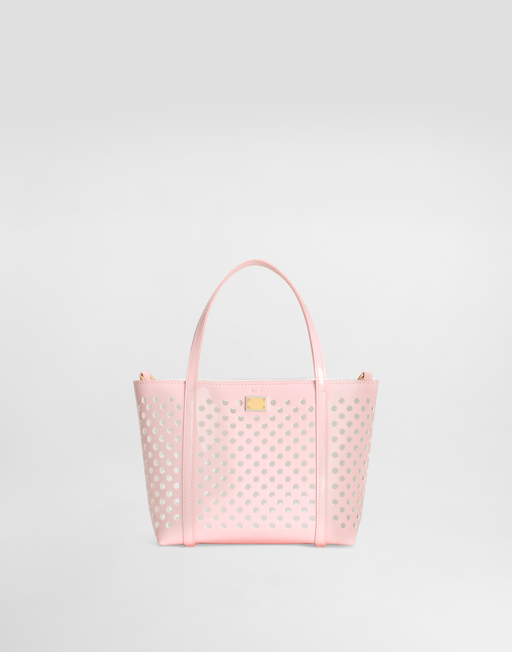 Dolce & Gabbana Perforated Patent Leather Shoulder Bag In Pink