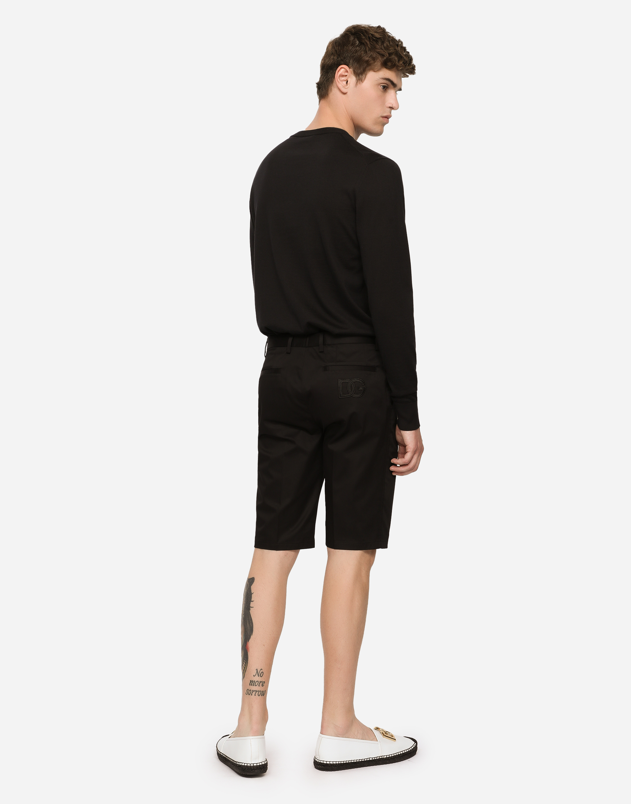  Dolce & Gabbana Stretch Cotton Shorts With Dg Embroidery - Mann Hosen Und Shorts Schwarz Baumwolle 54 