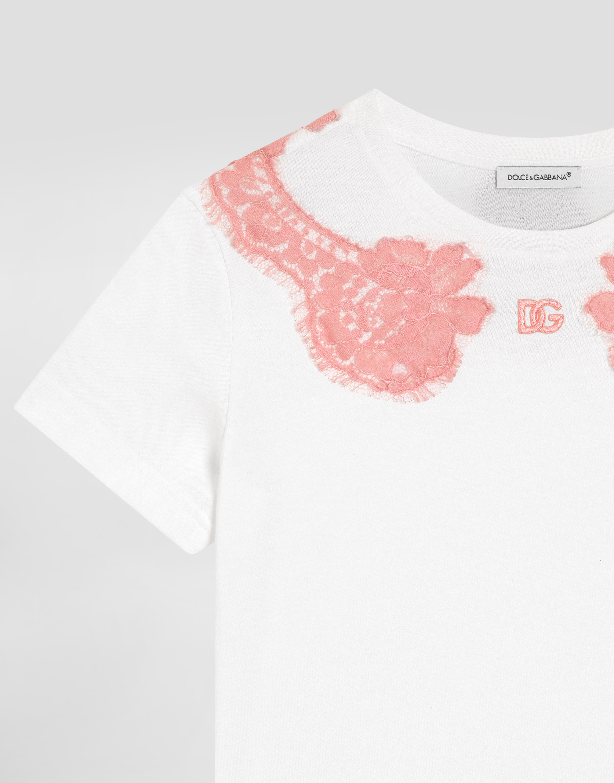  Dolce & Gabbana Jersey T-shirt With Lace And Dg Embroidery - Frau T-shirts Und Sweatshirts Wei� 5 Years 