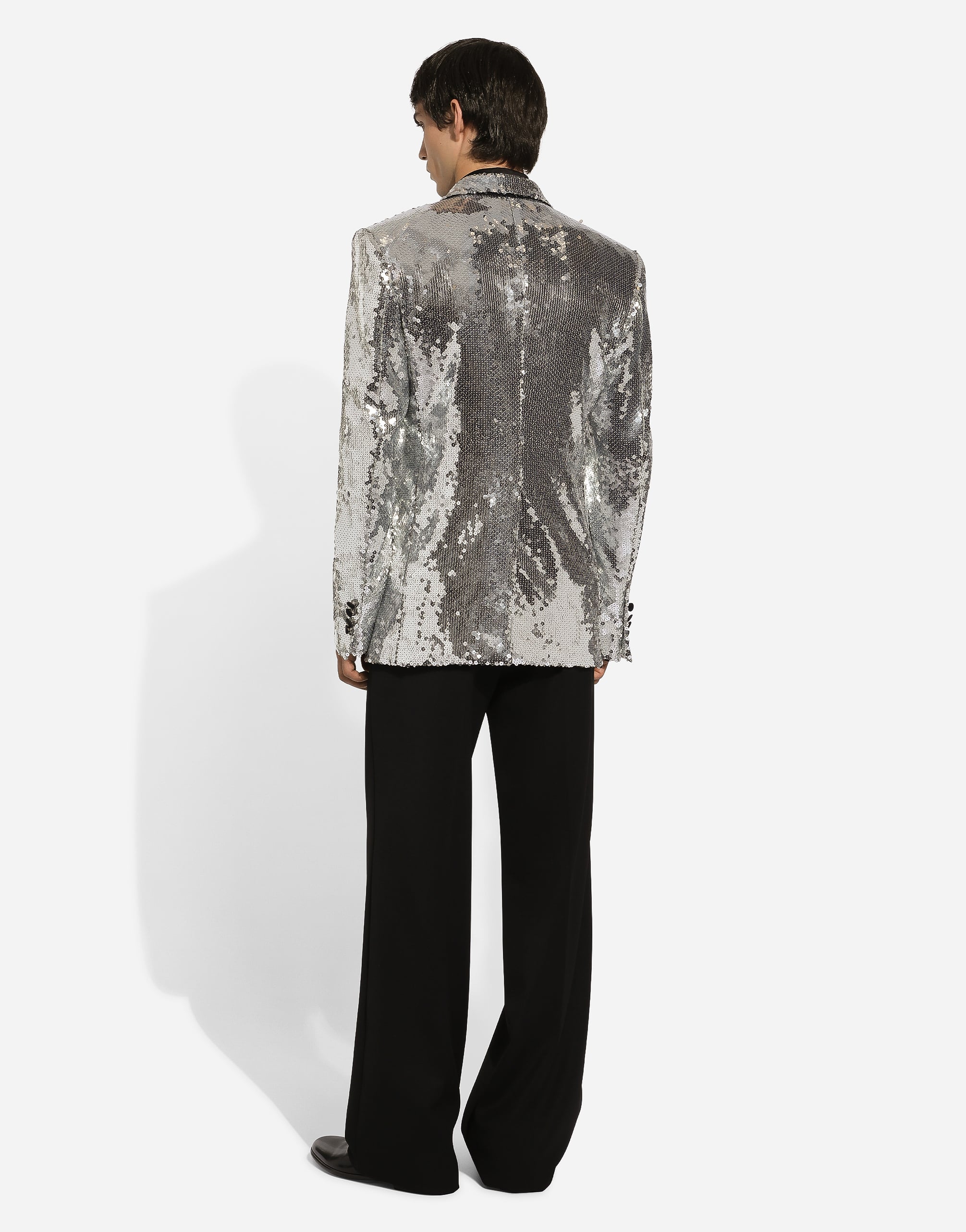  Dolce & Gabbana Dolce & Gabbana Sicilia Sequined Single-breasted Tuxedo Jacket - Man Suits And Blazers Silver Tulle 46 