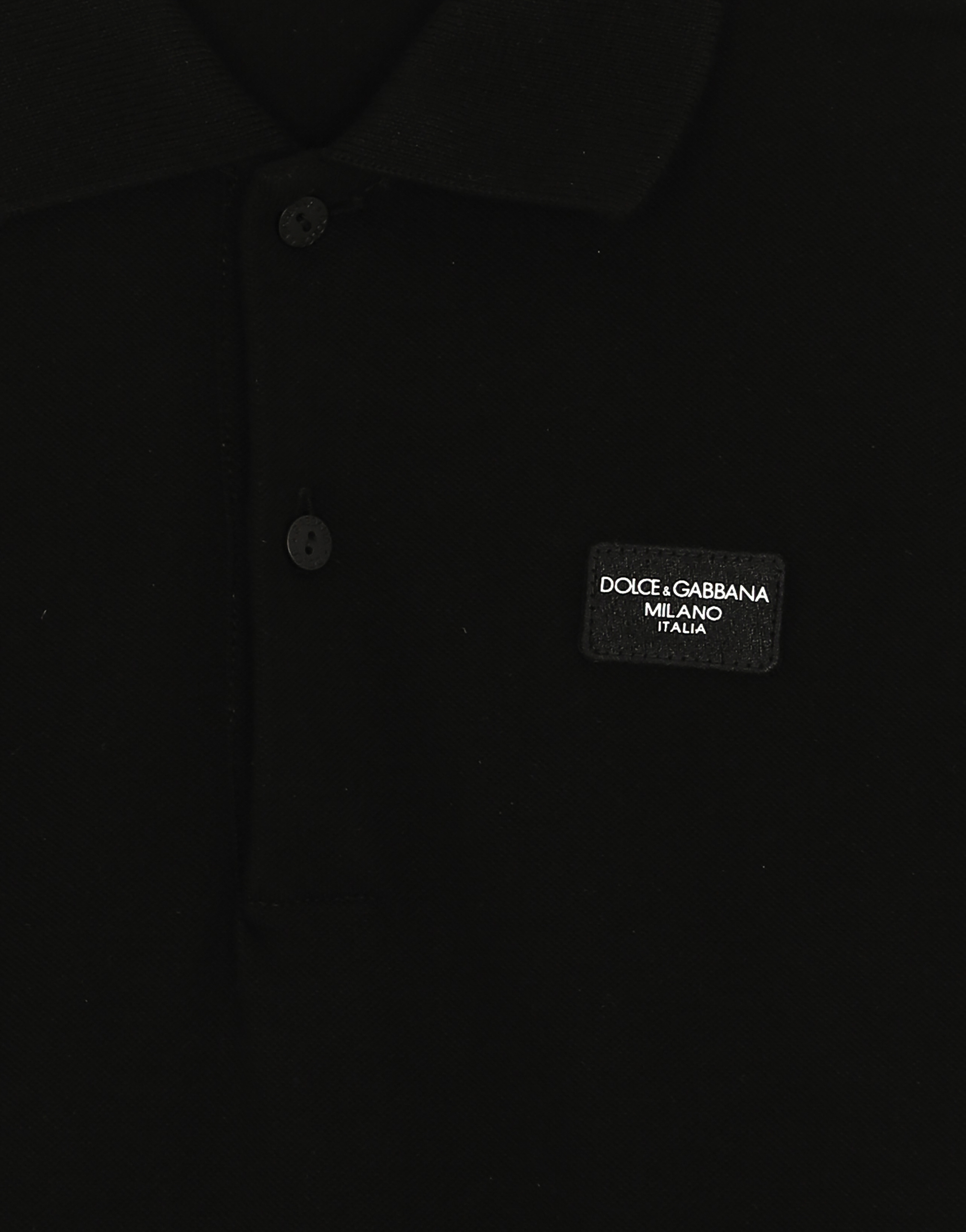 Dolce & Gabbana Piqué Polo Shirt With Logo Plaque In Black