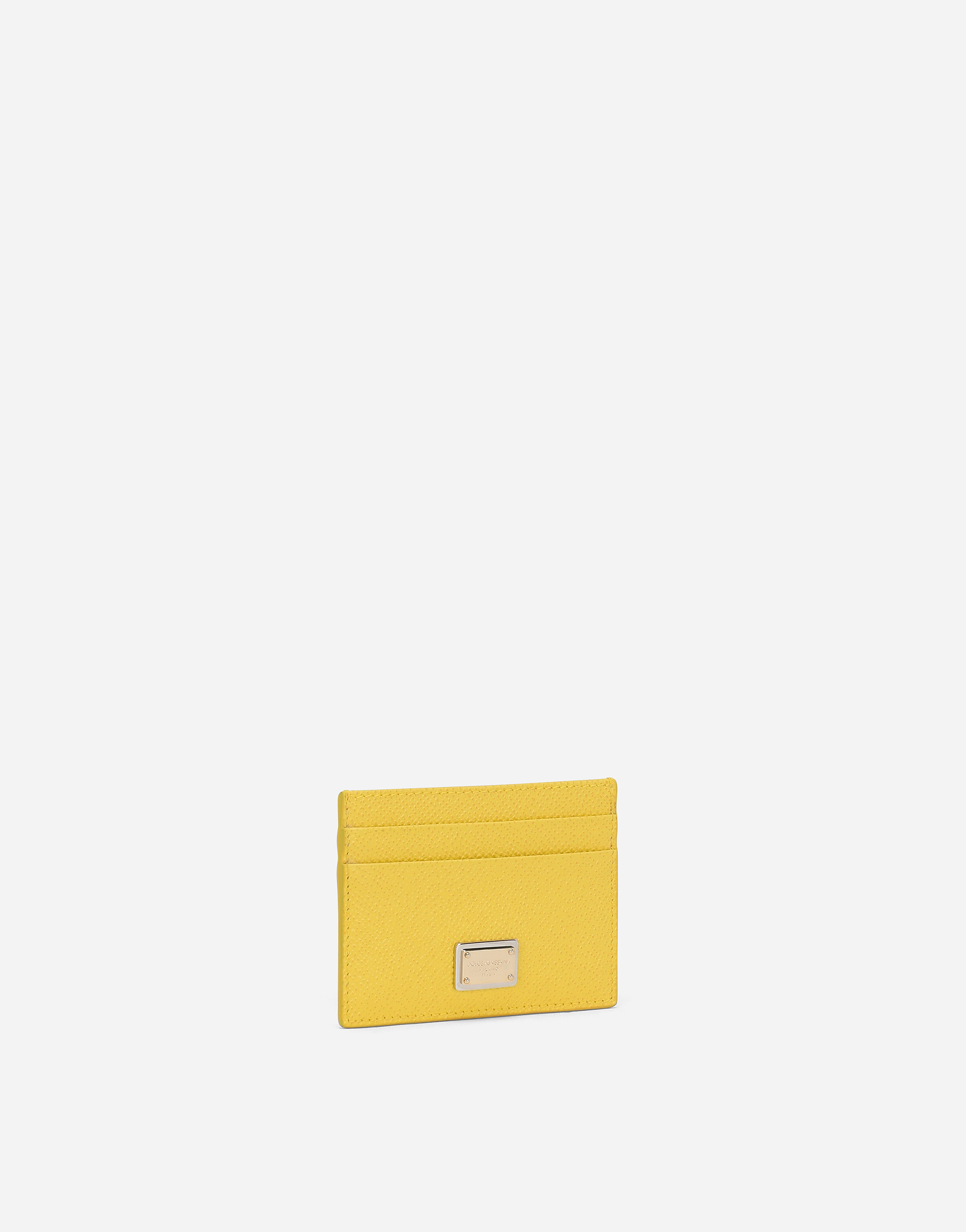 Shop Dolce & Gabbana Dauphine Calfskin Card Holder In Yellow