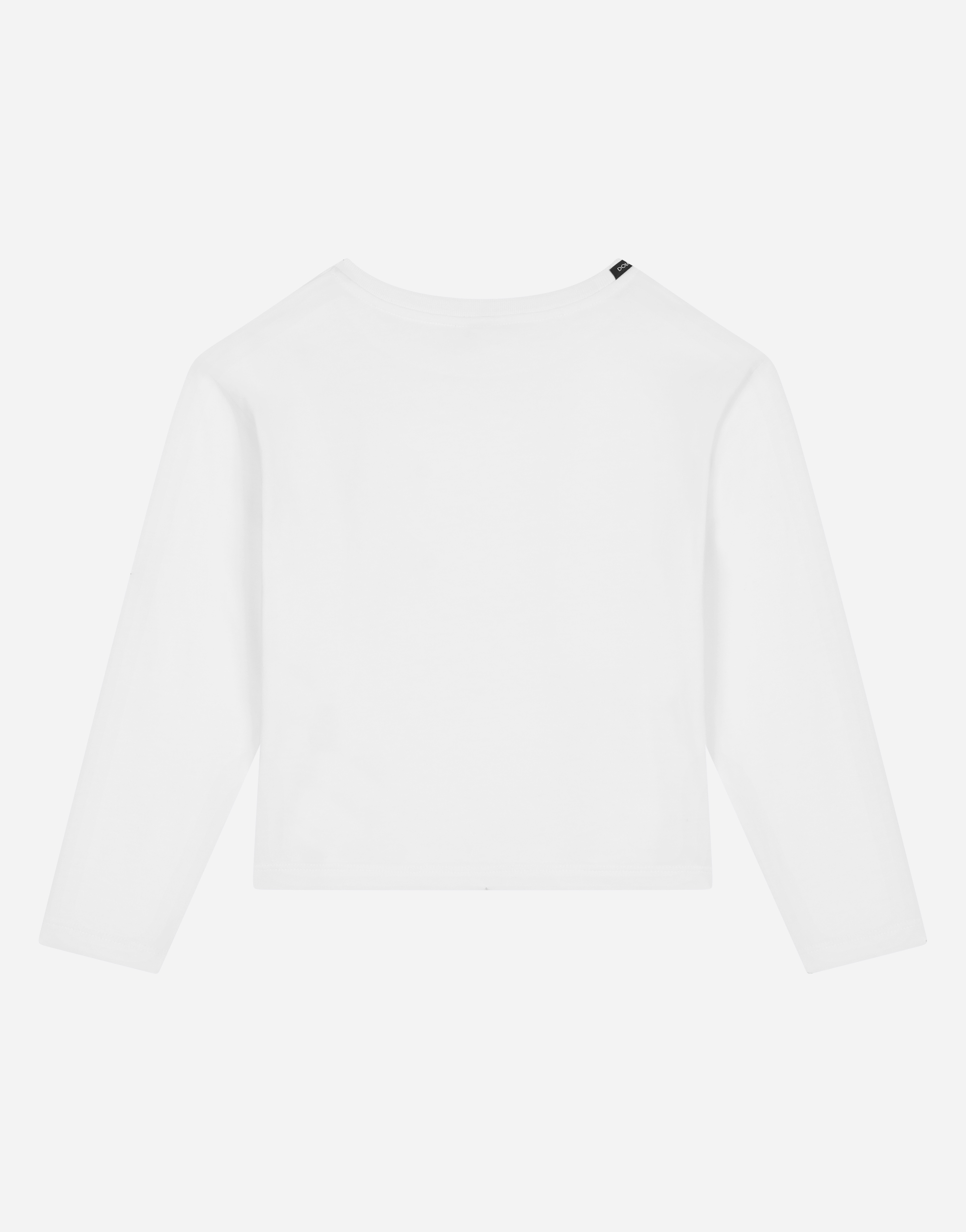 Dolce & Gabbana T-shirt Manica Lunga In Jersey Con Ricamo Floreale In White