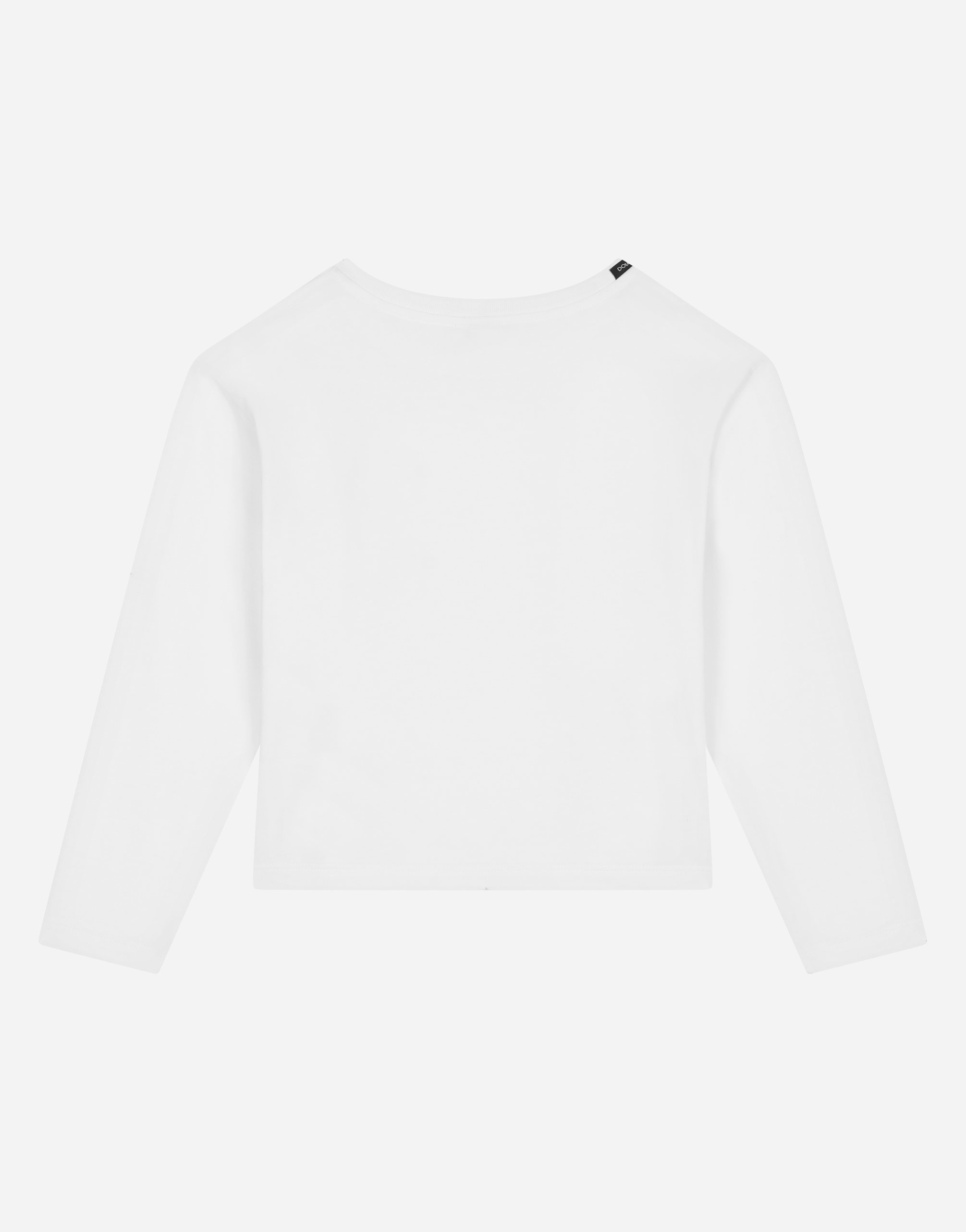 Dolce & Gabbana T-shirt Manica Lunga In Jersey Con Ricamo Floreale In White