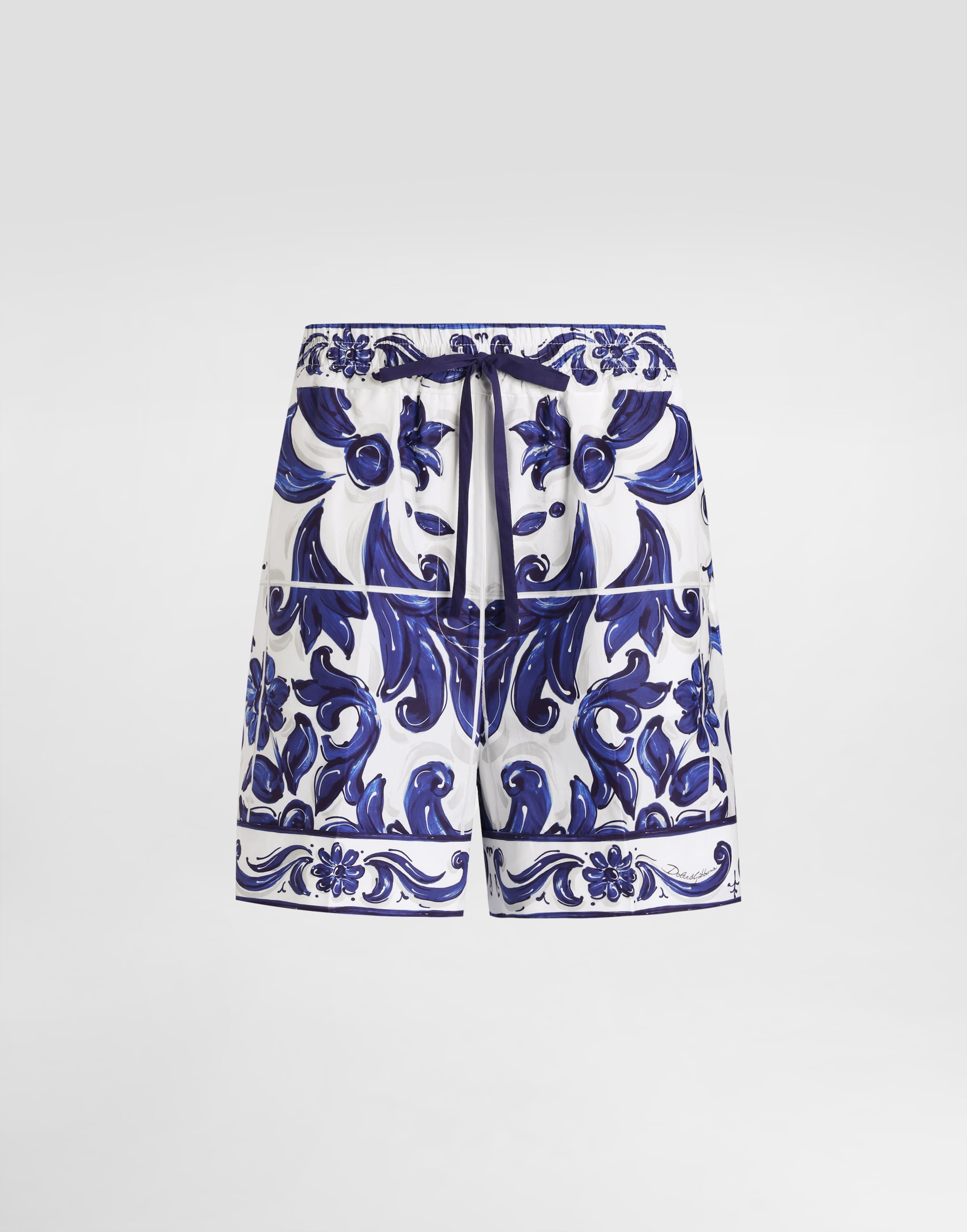 Majolica-print poplin shorts in Print for Women | Dolce&Gabbana® US