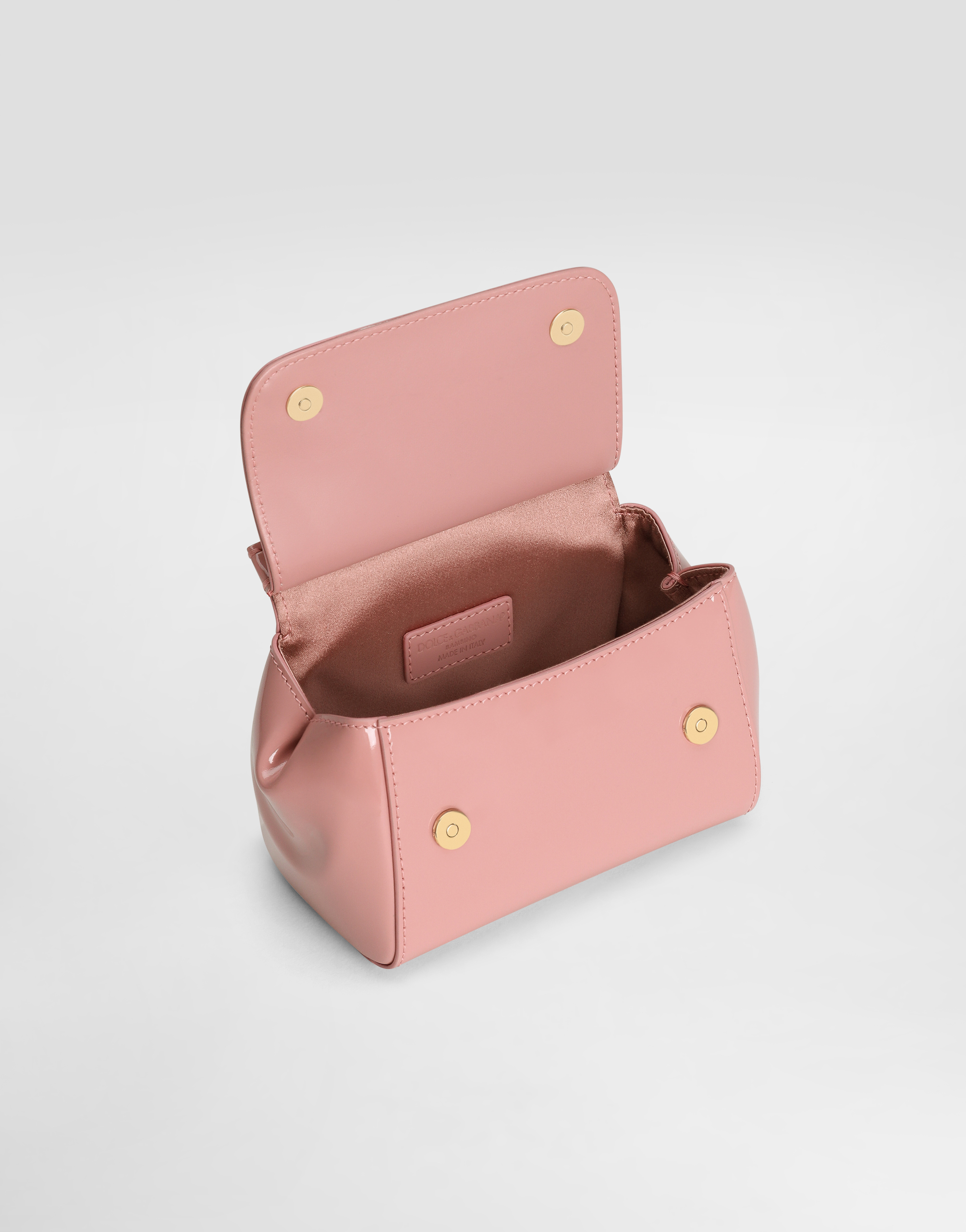 Dolce & Gabbana Mini Sicily Patent Leather Top-handle Bag In Pink