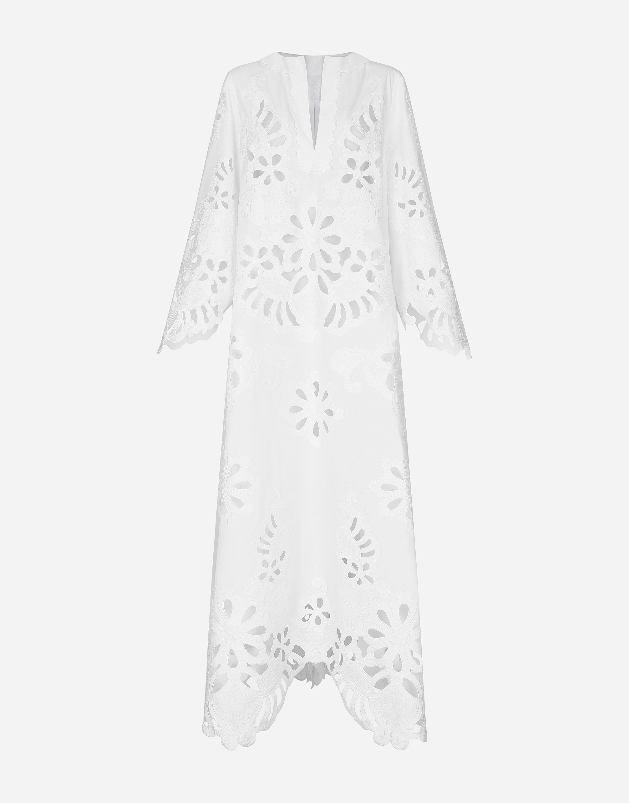 Dolce & Gabbana Long Cotton Caftan With Cut-out Detailing - Woman Dresses White
