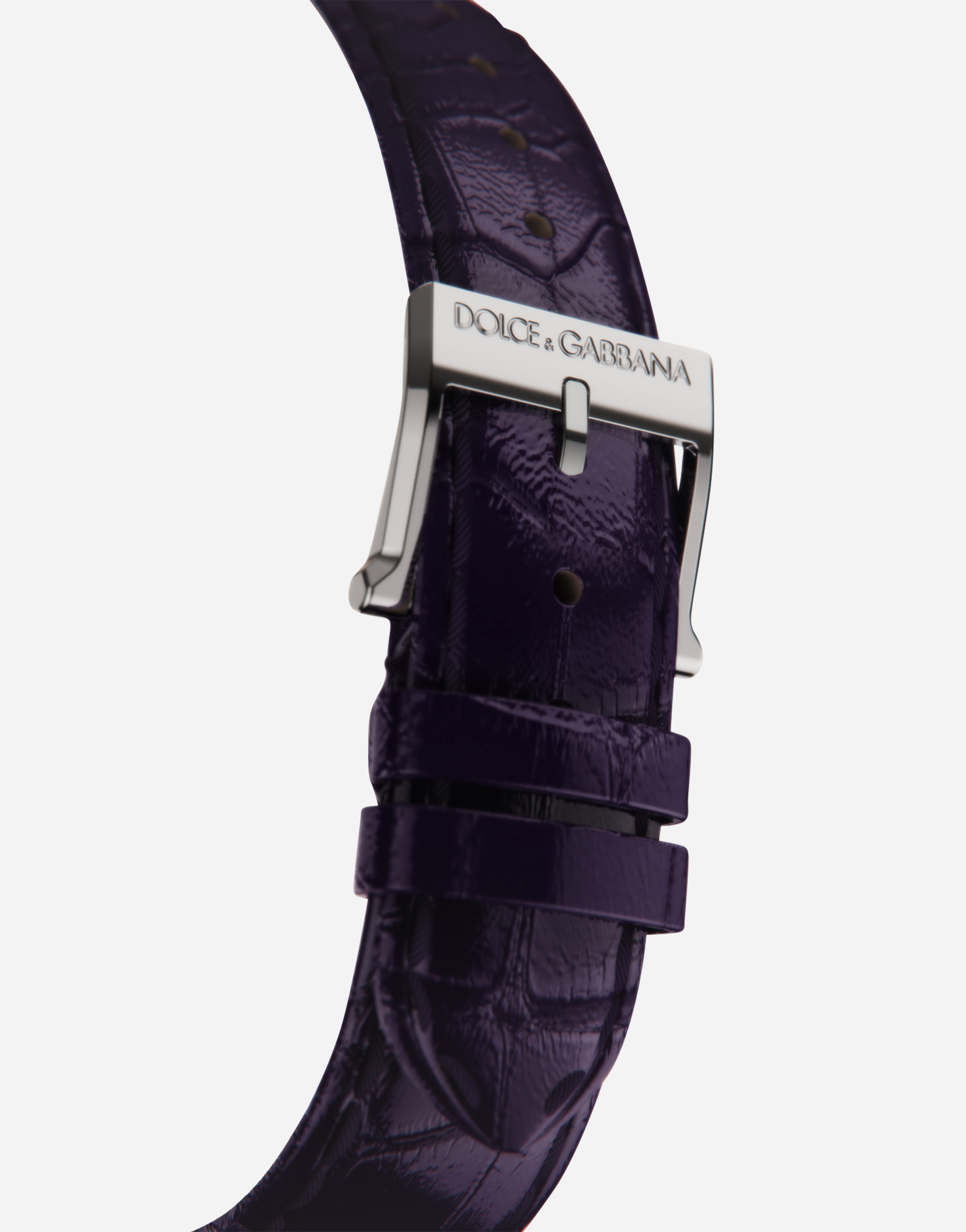 Shop Dolce & Gabbana Dg7 Watch In Steel With Sugilite And Diamonds In Purple