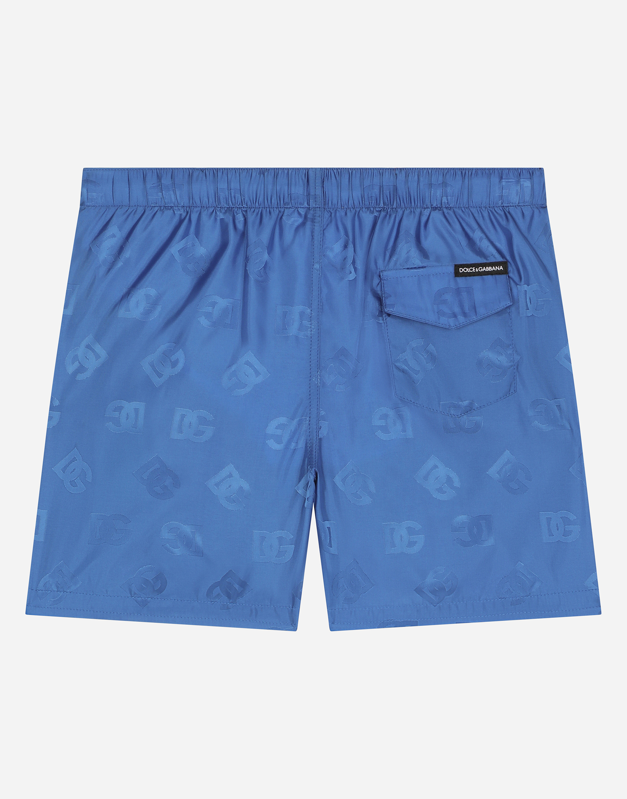DOLCE & GABBANA NYLON SWIM TRUNKS WITH JACQUARD DG LOGO