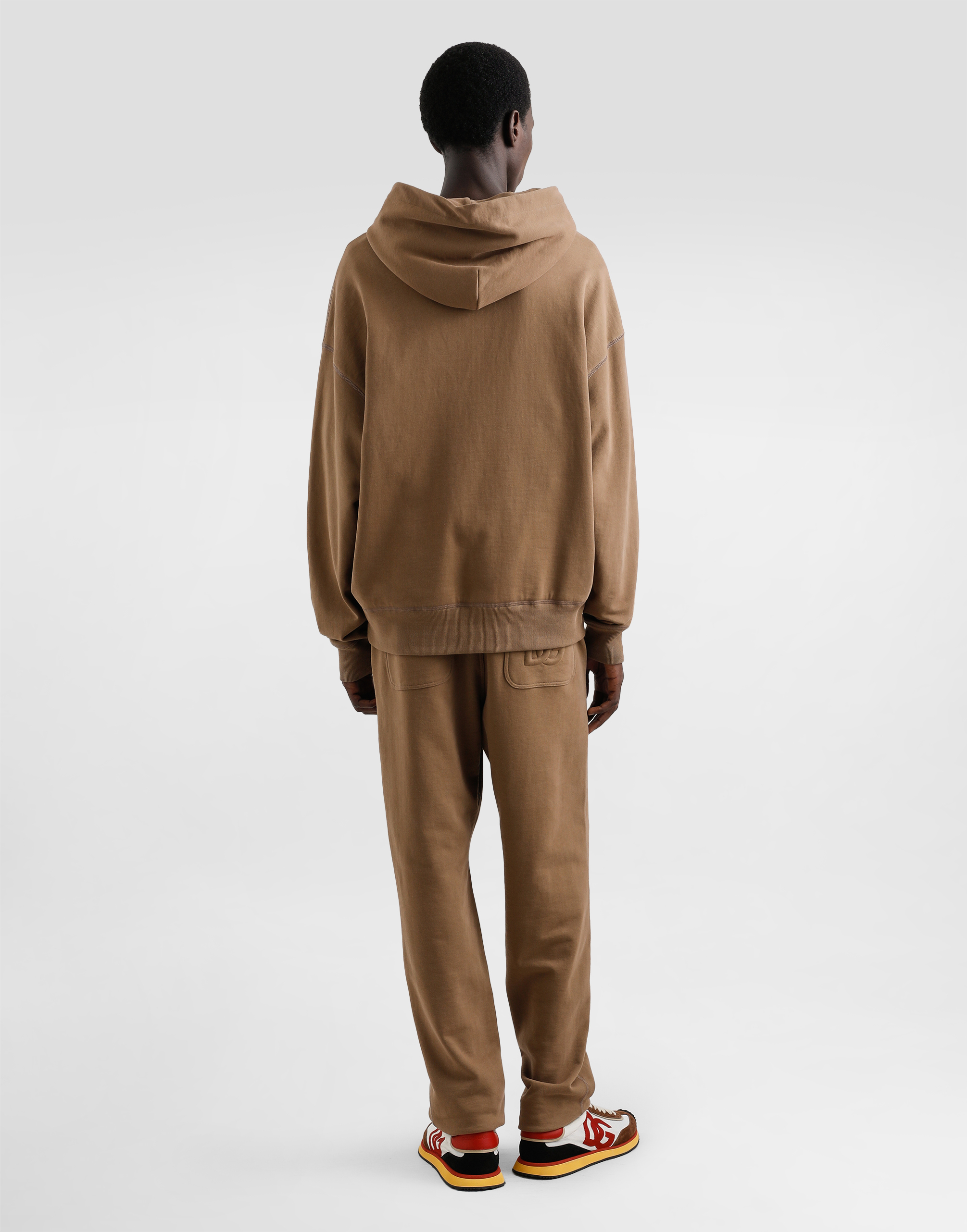 Dolce & Gabbana Cotton Hoodie With Logo In Marron
