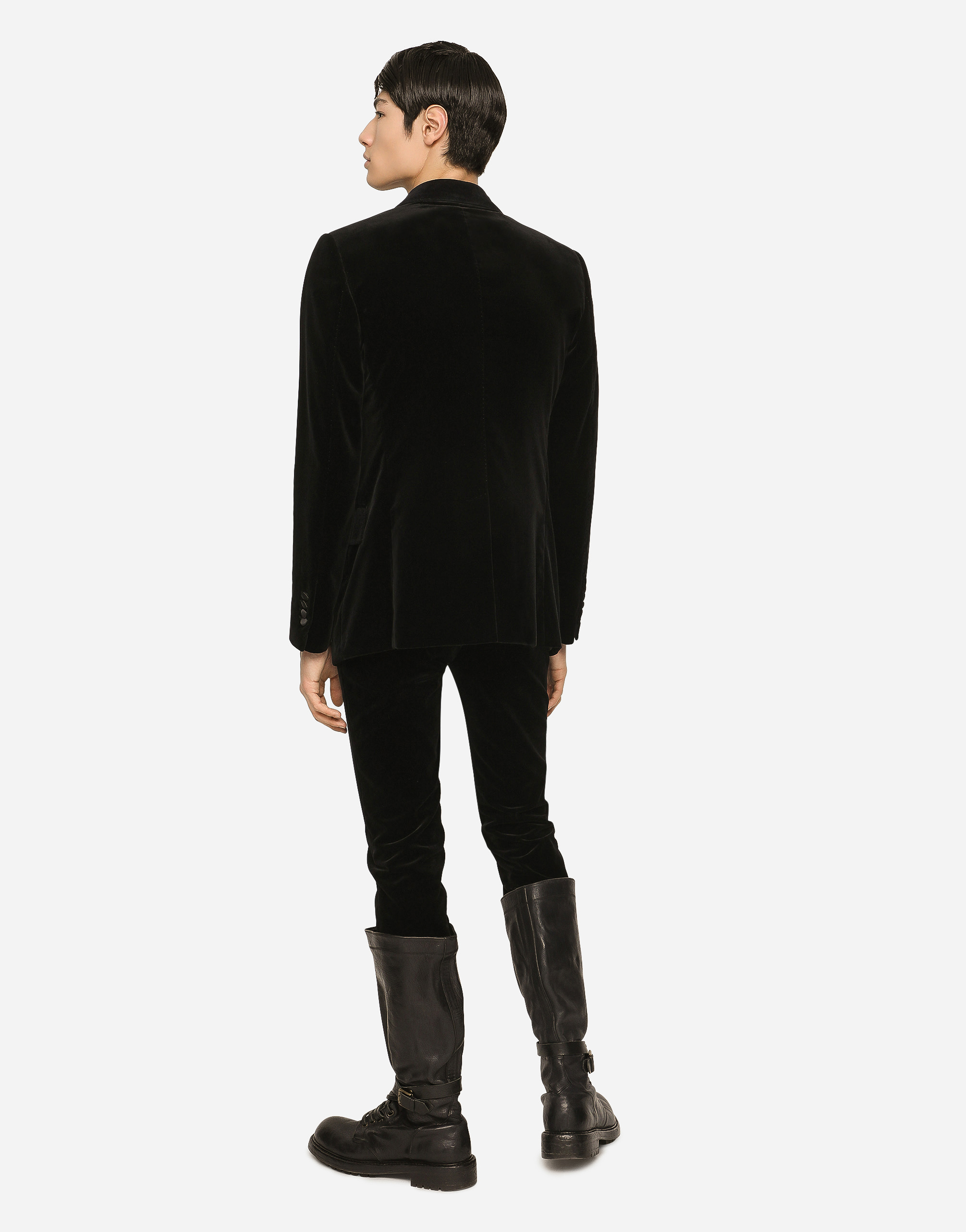 Dolce & Gabbana Tailored Suit Three Piece Velvet Texture In Black