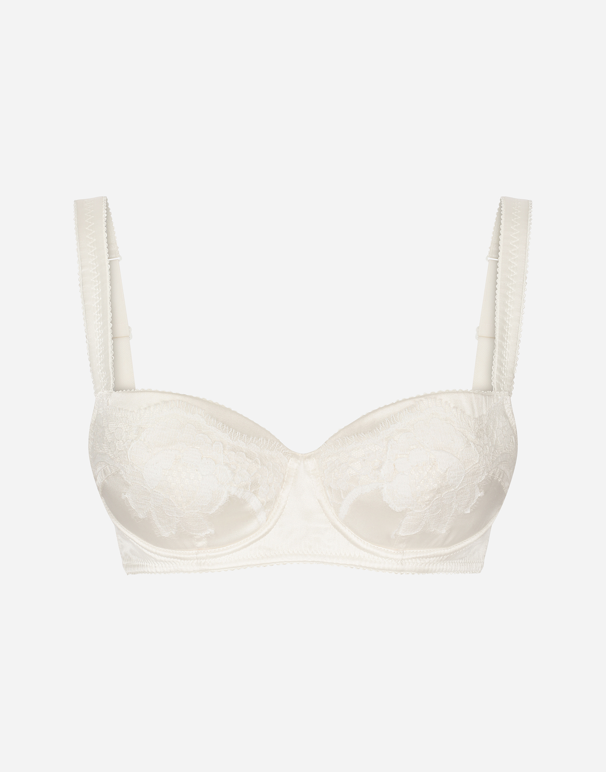Dolce & Gabbana Padded Balcony Bra In Satin With Race In White