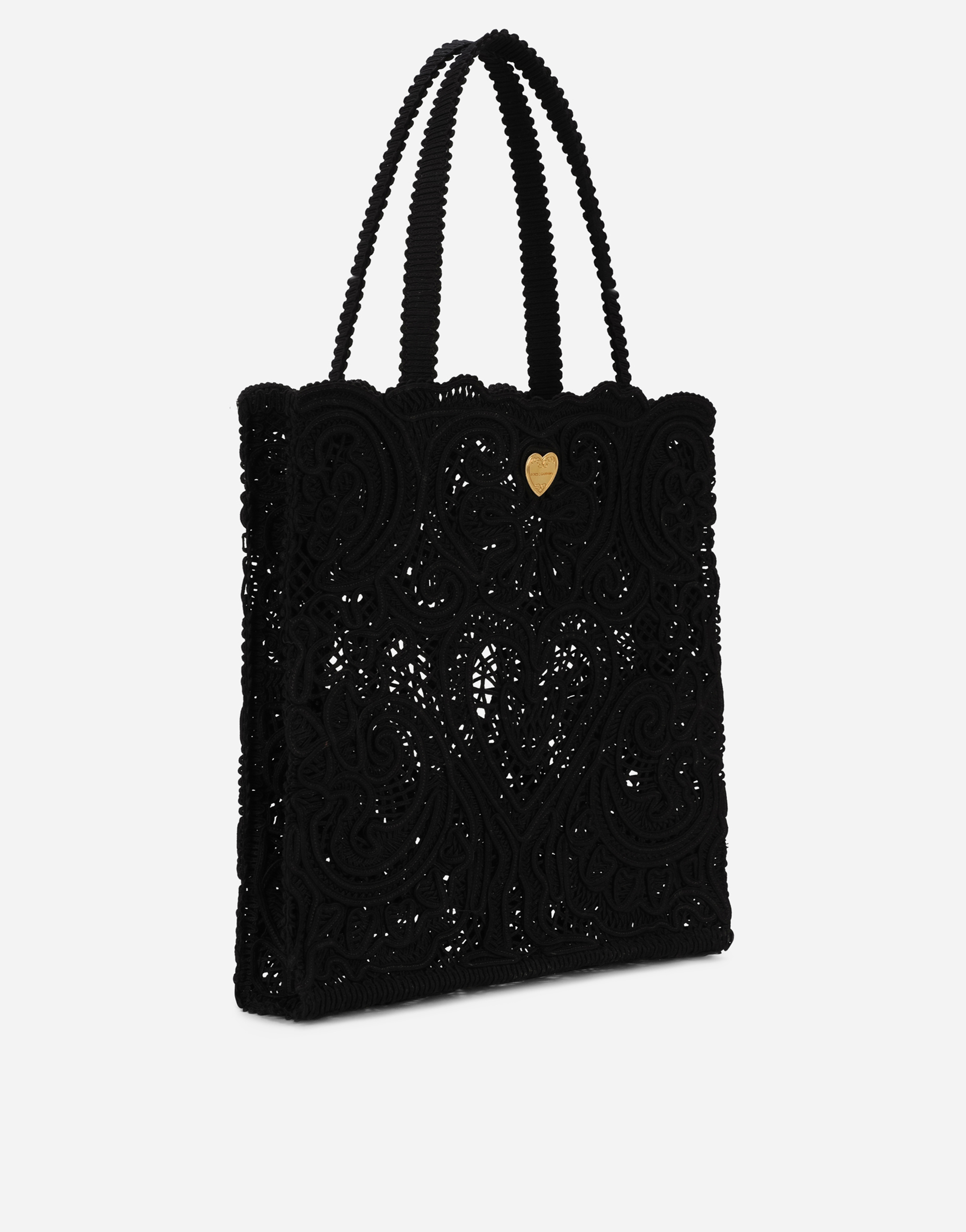 Shop Dolce & Gabbana Medium Cordonetto Lace Beatrice Shopper In Black