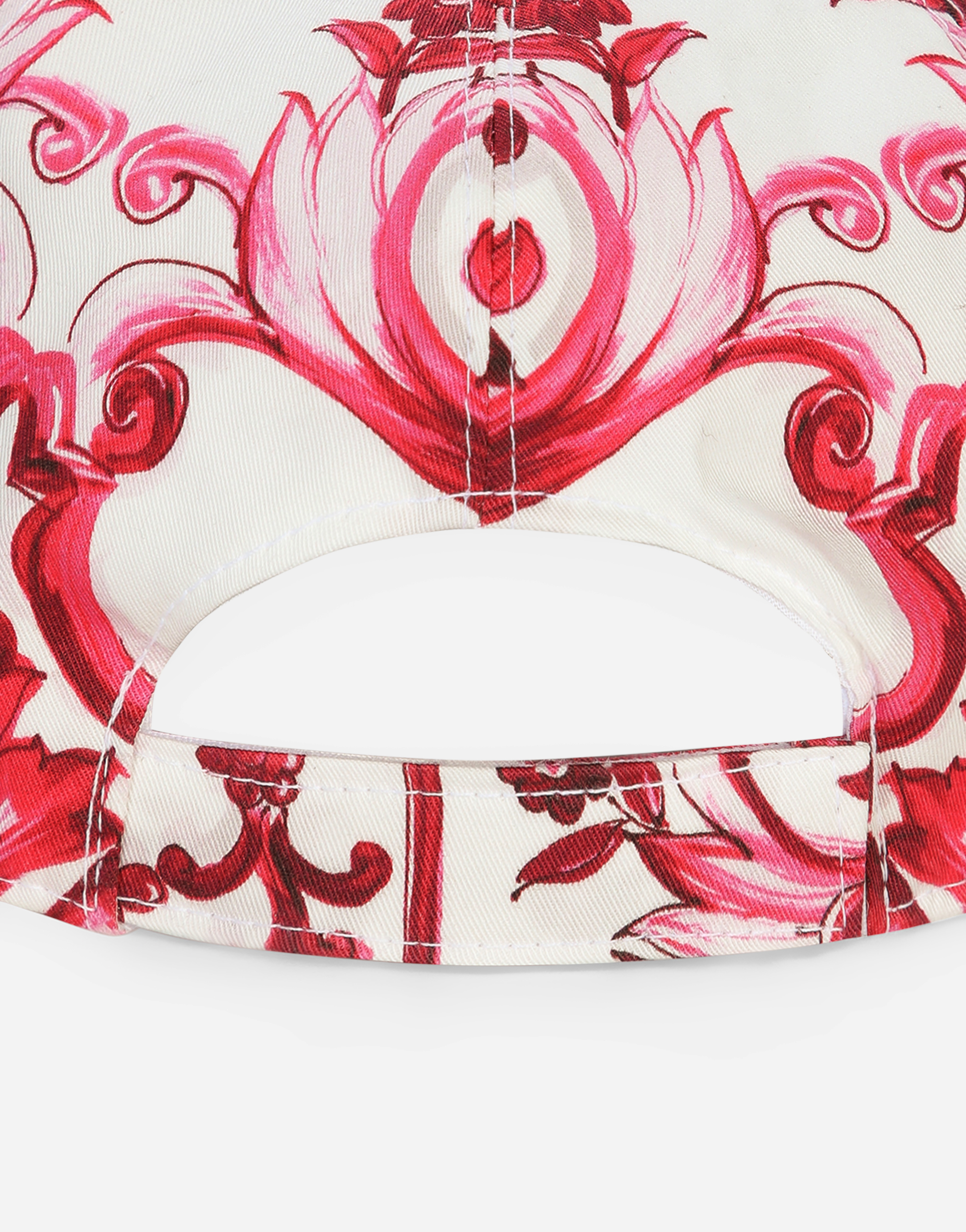 DOLCE & GABBANA BASEBALL HAT WITH DG LOGO EMBROIDERY AND MAJOLICA PRINT