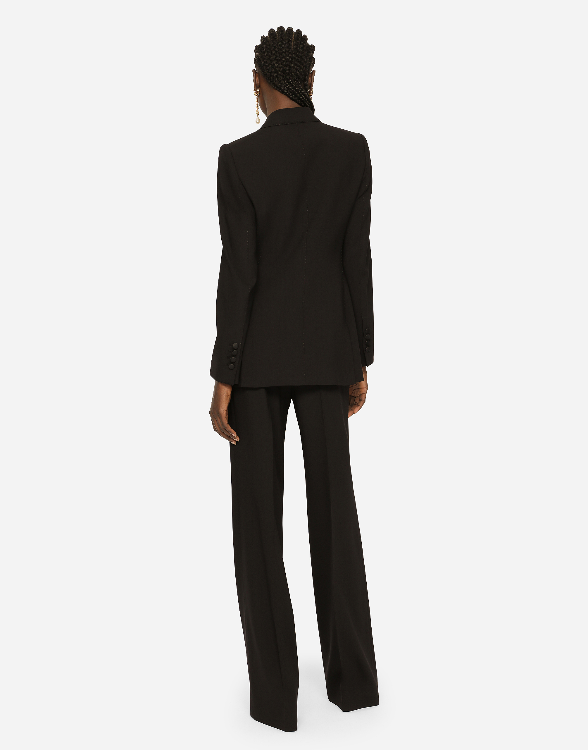 Dolce & Gabbana Flared Woolen Pants In Black