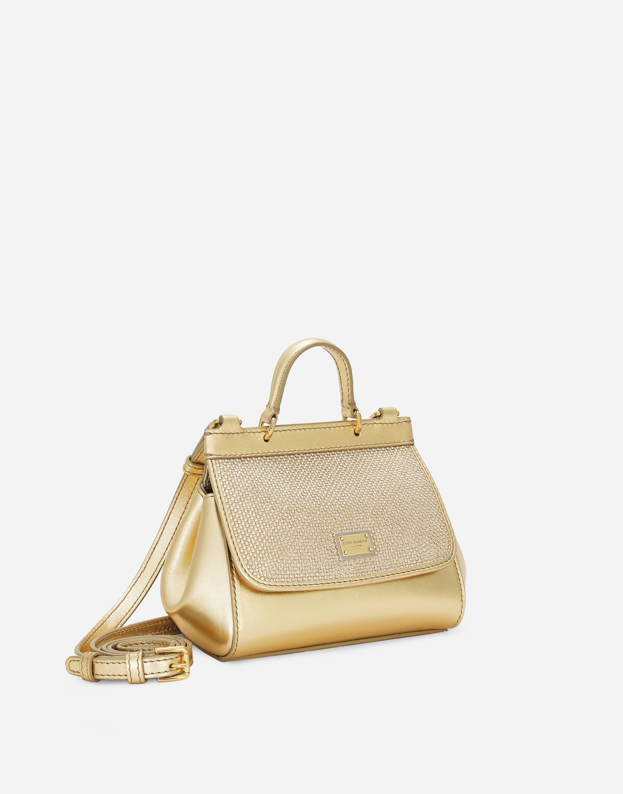 Shop Dolce & Gabbana Mini Sicily Handbag In Gold