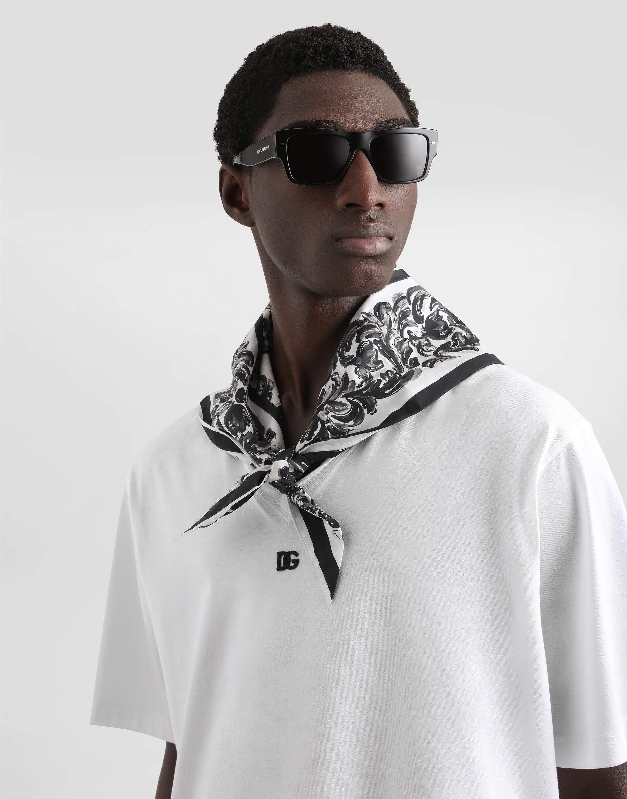 Scarf detail cotton t-shirt